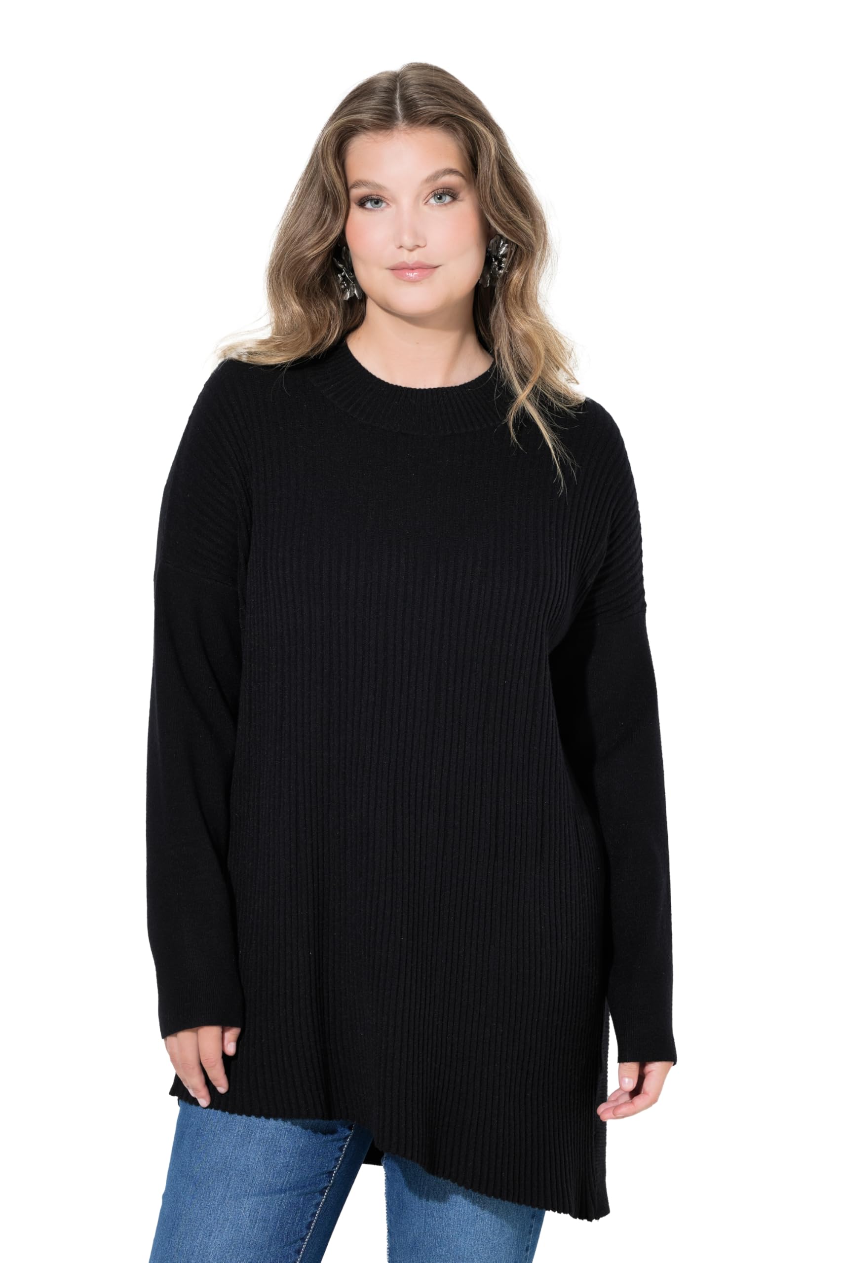 MIAMODA Damen große Größen Übergrößen Plus Size Pullover, lässige Passform, asymmetrischer Saum 846949