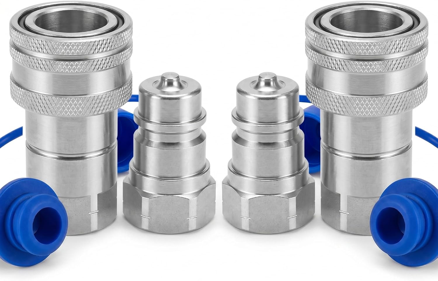 1/2" Hydraulic Quick Connect Couplers Set Ag ISO 7241-A w/Dust Cap