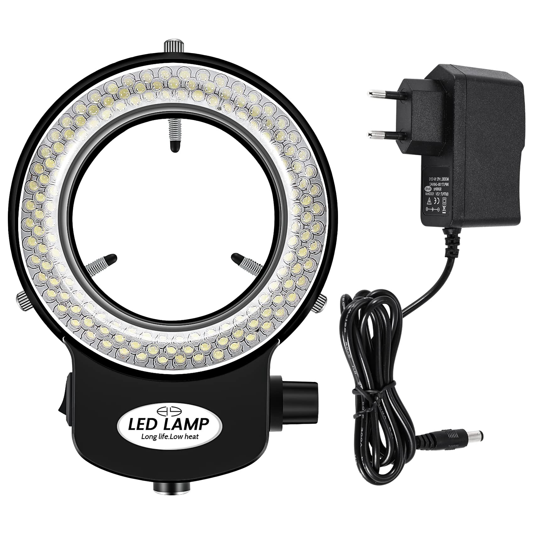 144 LED Lumière Anneau pour Microscope Optique, Source Lumineuse 6000 K de Caméra de Microscope, Lampe de Microscope Stéréo à Lumière, Lampe Source de lumière pour réparation de