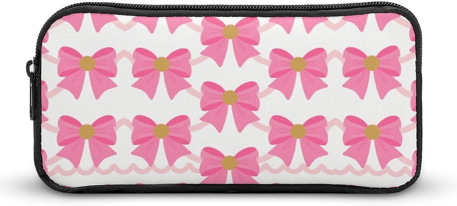 Pink Bow Pencil Case Large Capacity Pencil Pouch