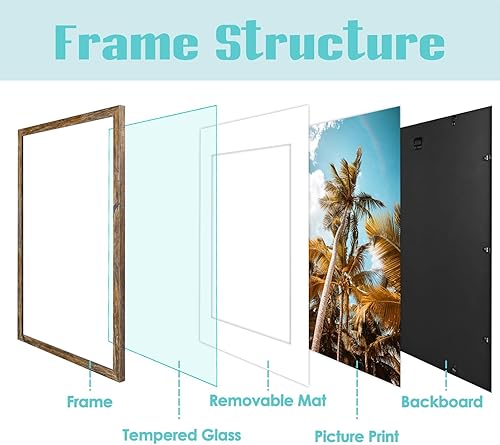 Vista 503 de Frametory, Portarretratos negro de 16 x 20 pulgadas, para fotos de 11 x 14 pulgadas con paspartú, molduras anchas (16 x 20 pulgadas, negro)