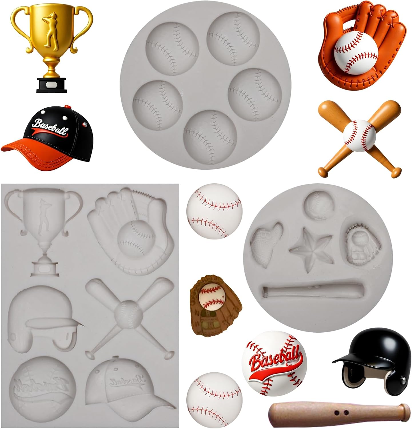 American Football Silicone Mold Sports Theme Cake Decoration Silicone Mold Football Cake Pop Mold for Cupcake Toppers Sugar Craft Clay Resin