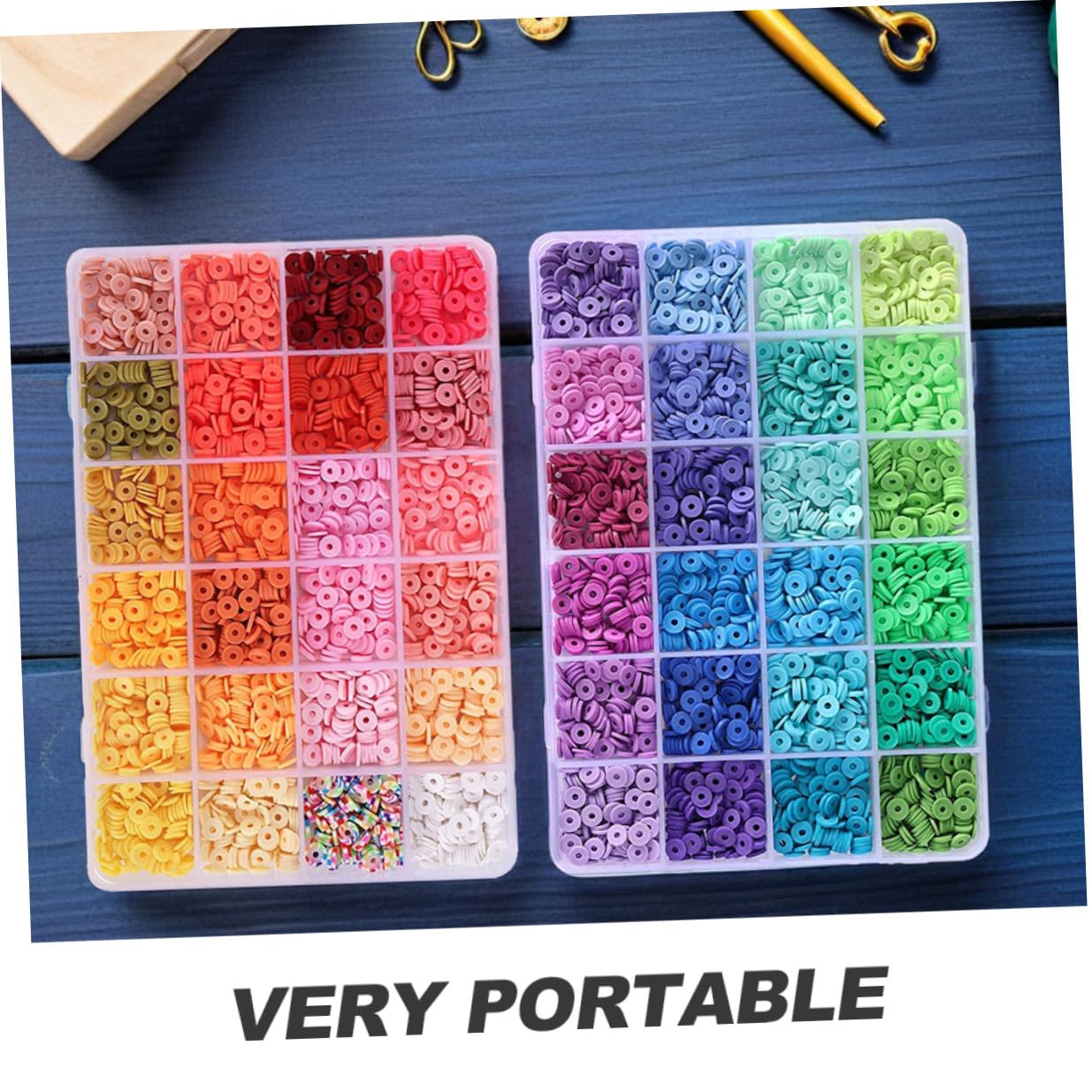 DOITOOL Kit de Cuentas de Arcilla para Hacer Pulseras Caja de Almacenamiento, Material de Arcilla Polimérica y Metal, Adecuado para Manualidades DIY y Ejercitar las Manos