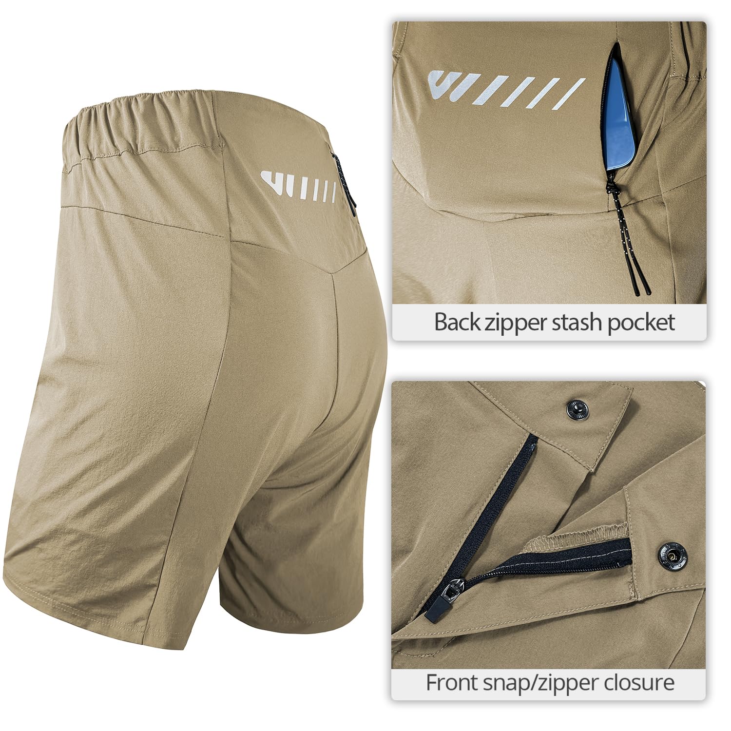Wulibike Short de cyclisme pour femme - 2 en 1 - Rembourré - Avec rembourrage - Poches zippées