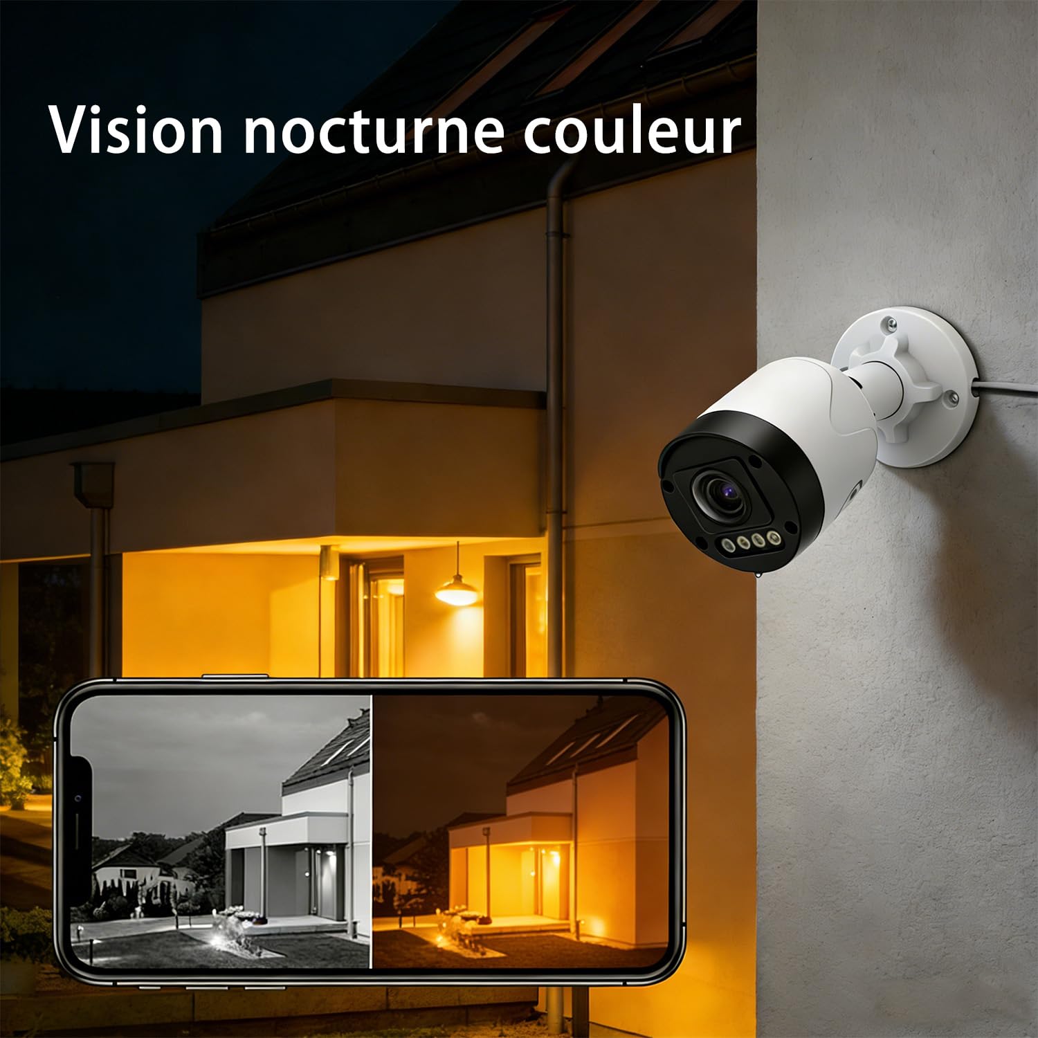 5MP Caméra de Surveillance Extérieure PoE, Caméra IP Extérieure avec Détection Personne/Véhicule, Vision Nocturne IR 30m, Etanche IP66(NO WiFi)