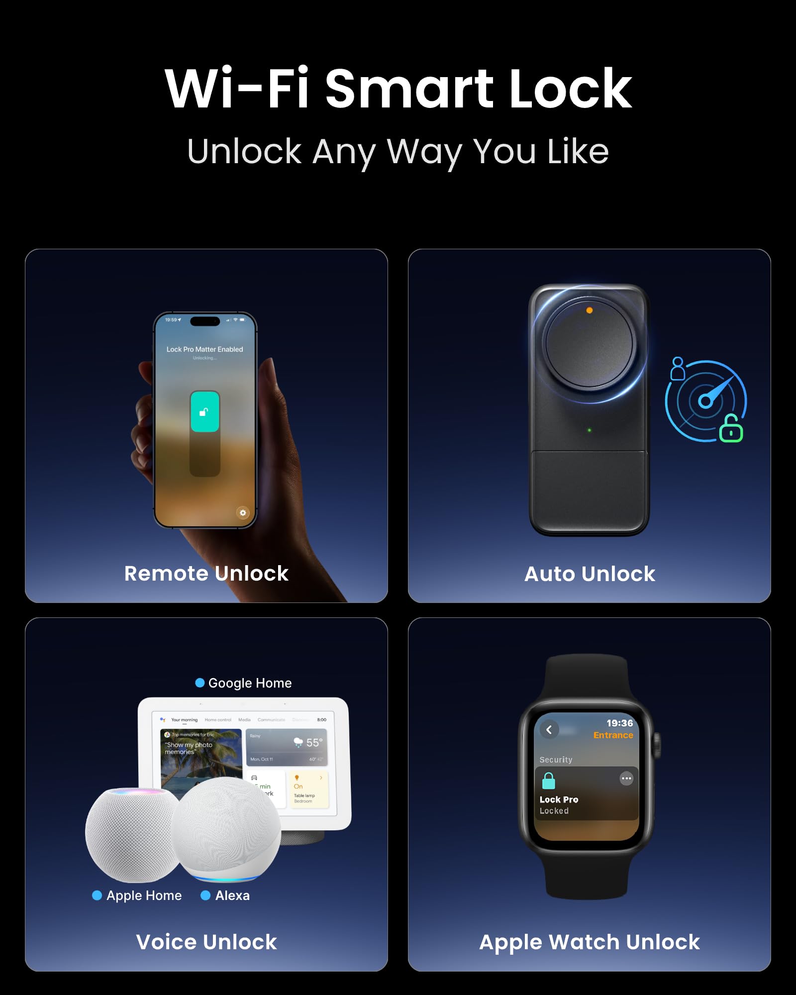 SwitchBot WiFi Smart Lock Pro with Touchscreen Keypad, Fingerprint Keyless Entry Door Lock, Bluetooth Electronic Deadbolt - Image 4