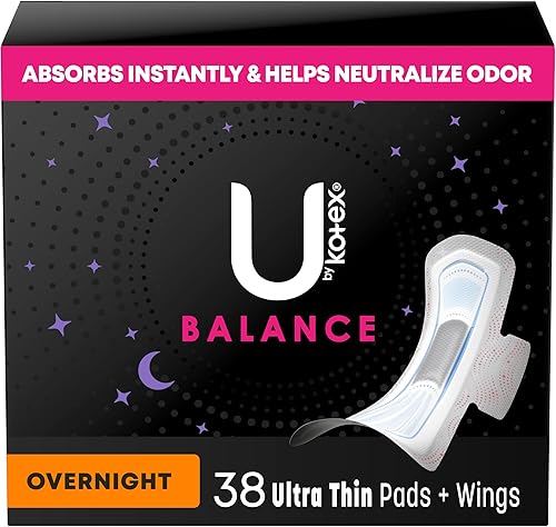 U by Kotex Balance - Almohadillas ultradelgadas con alas, 38 unidades