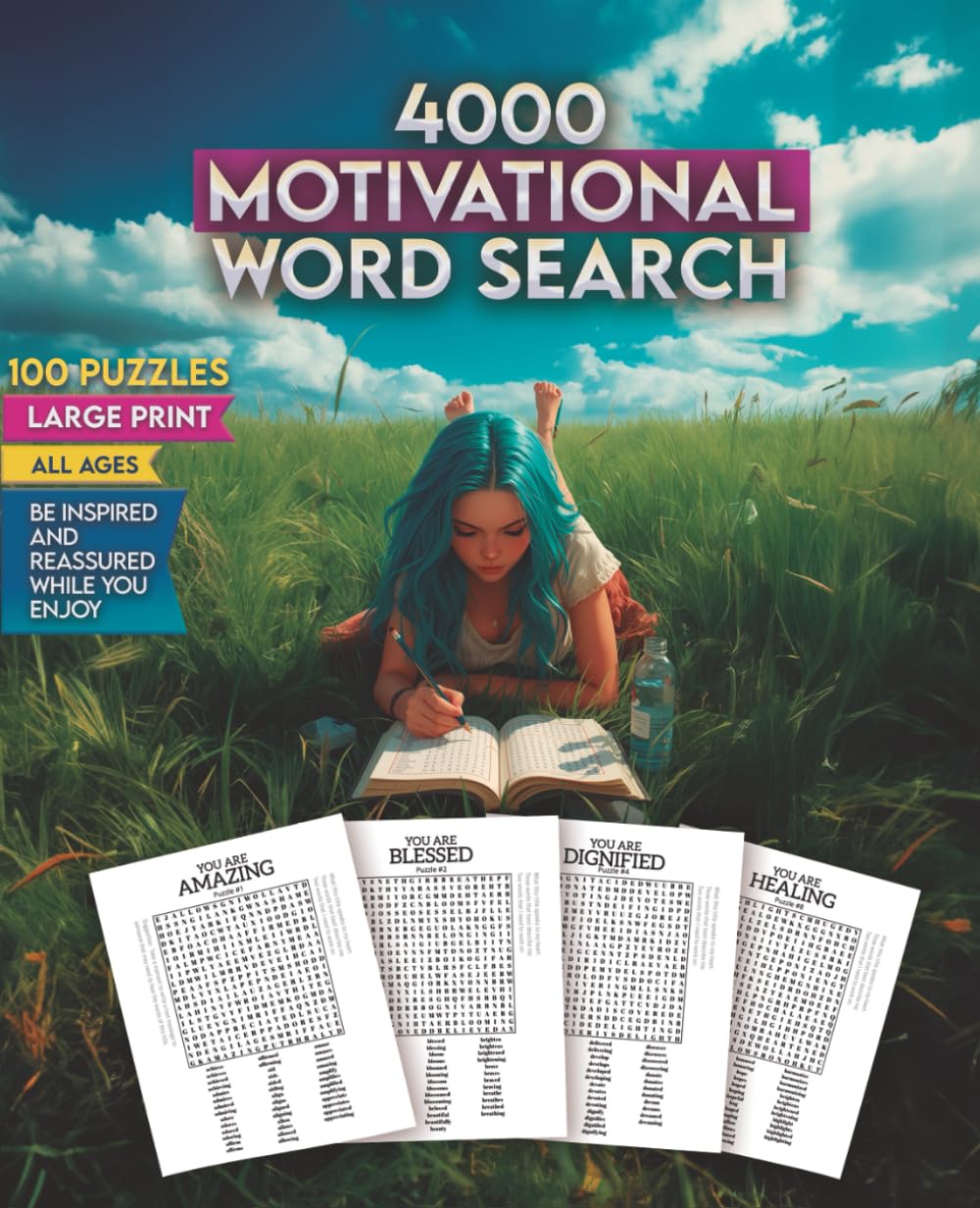 4000 MOTIVATIONAL WORD SEARCH: 100 puzzles, to be inspired and reassured while you enjoy. All ages: Teens, Adults, Seniors.