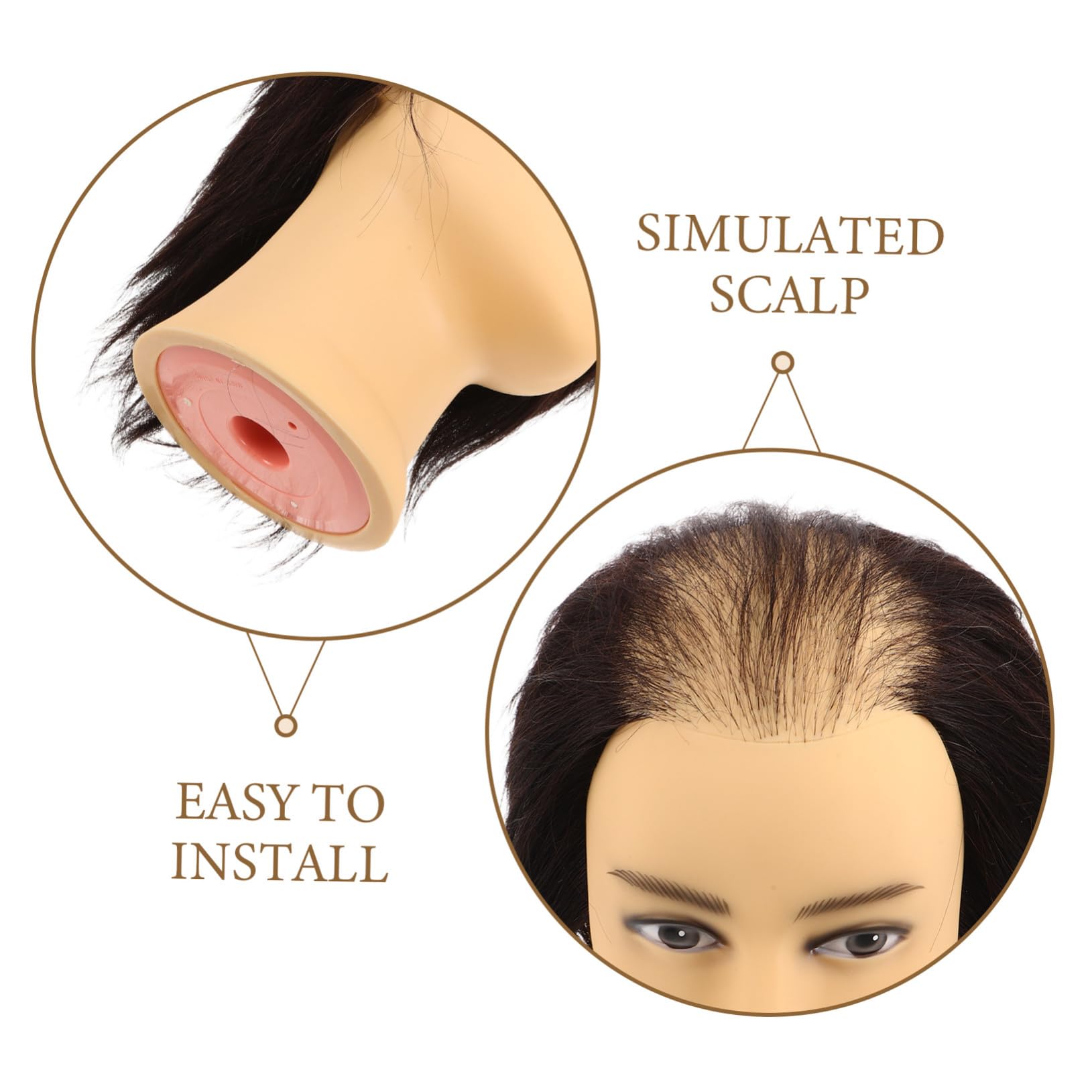 Beavorty Frisierkopf mit Echtem Haar für Friseurschule und Salontraining Pvc Material Verstellbare Haar Dichte für Herrenhaar Styling und Bartpflege