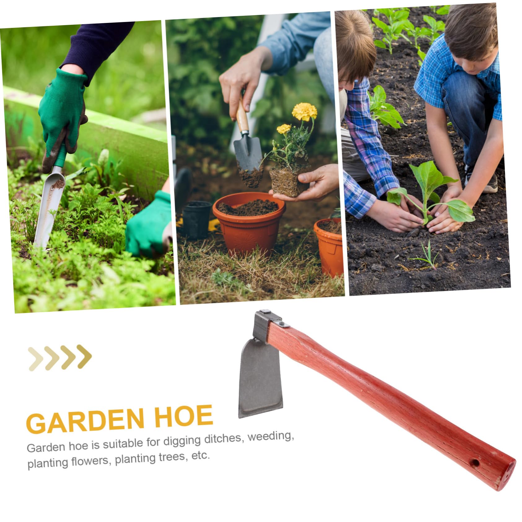 Giardino Leggera con Testa in Ferro e Manico in Legno Ergonomico Attrezzo Manuale per Diserbo e Scavare Terreno Zappetta Portatile per Orto e Piantagione Strumento per Cura Pian