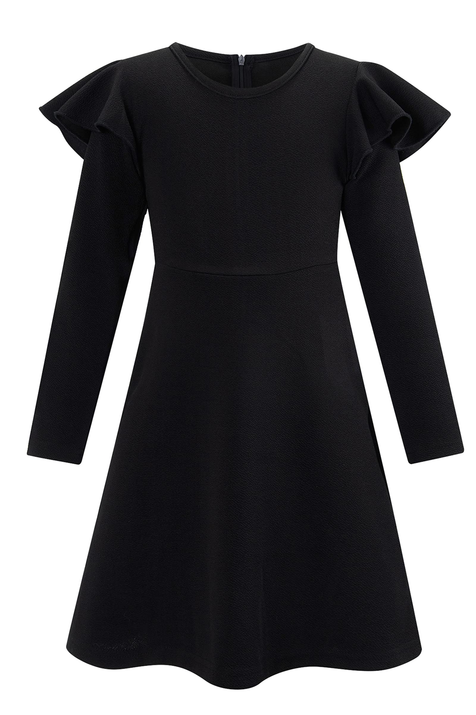 Sfreebogirls Dress Winter Flutter Long Sleeve Skater Dress Kids