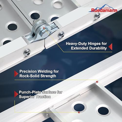 Miniatura 5 de Ruedamann 1 rampa plegable de aluminio para motocicleta, de 6 pies, capacidad de 440 libras, rampa portátil de 8 pulgadas de ancho para carga de