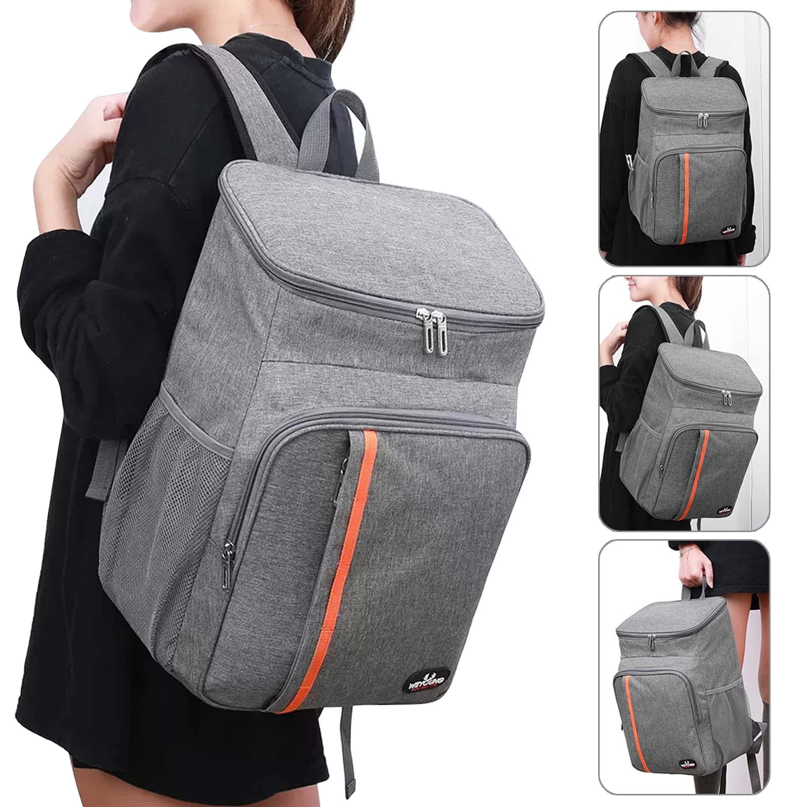 Sac Isotherme dos, Glacière Portable Thermique Étanche pour Homme Femme, Pique-Nique, Repas et Boissons, Camping, Plage, 29 x 19 x 42cm (Gris)
