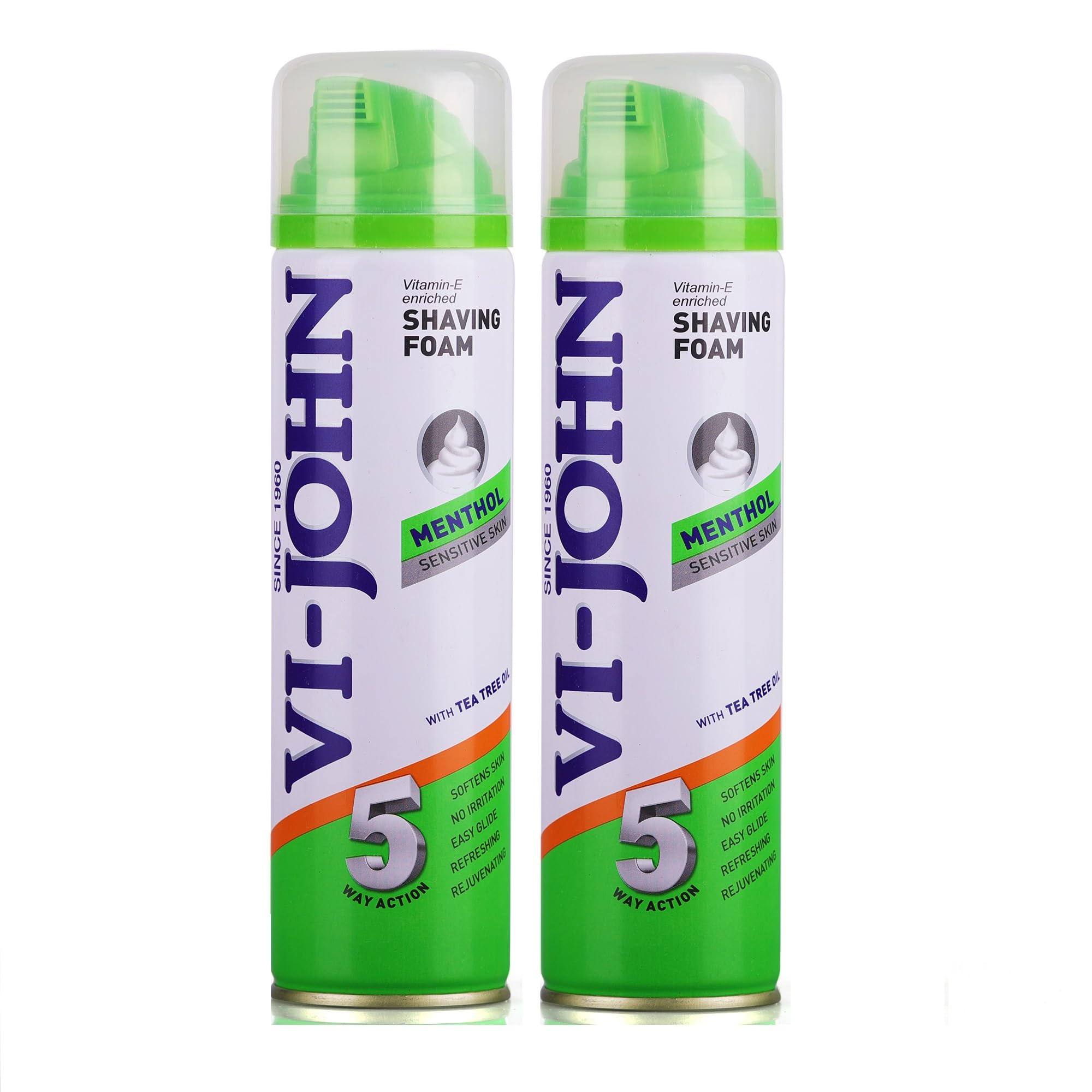 VI - JOHN Shaving Foam For Men,Menthol Shaving Foam With Goodness Of Nature,Tea Tree Oil,Vitamin E Enriched And Anti- Bacterial Formula(200Gm Each- Pack Of 2) (B0B4NL9VHM) Amazon Price History, Amazon Price Tracker