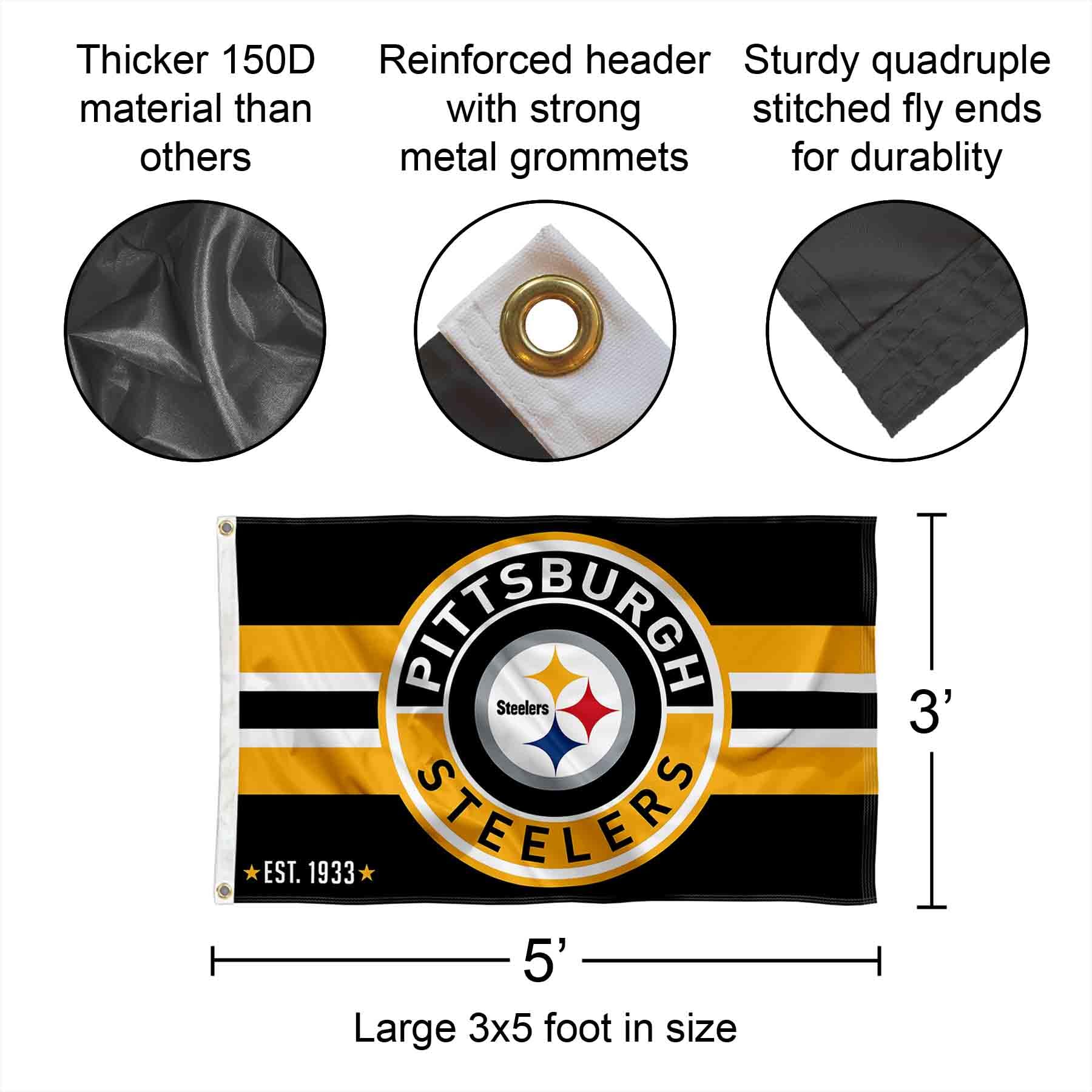 WinCraft Pittsburgh Steelers Patch Button Circle Logo Bandiera Grande 3x5 Banner