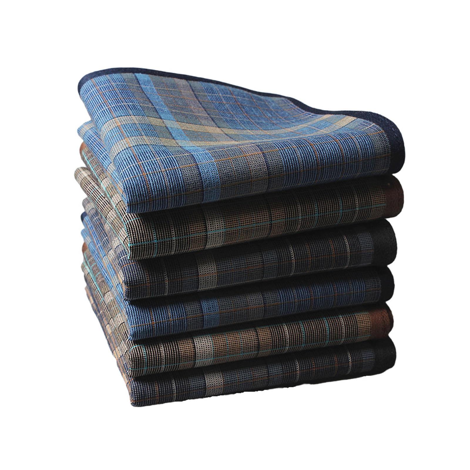 Royjj Men's Multicolor Vintage Hankie Handkerchiefs Polyester Lattice Pattern Soft Washable Hankies Chest Towel Pocket Handkerchiefs Dark Plaid Handkerchief In Random Colors