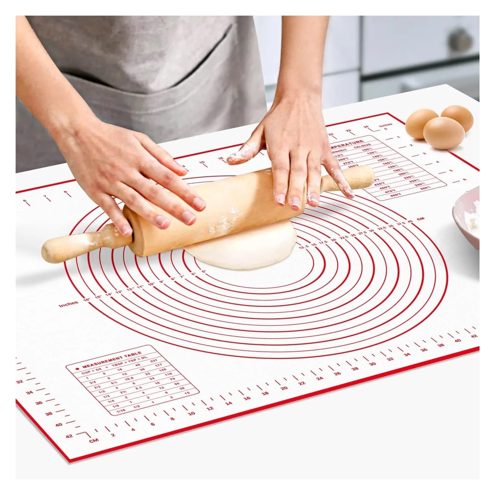 Silikon Backmatte Macarons Übergroße Silikon-Backmatte (80/70/60 cm) for Ausrollen von Teig, for Crêpes, Pizzateig und als Antihaft-Backmatte for Pfannen(80X60cm)