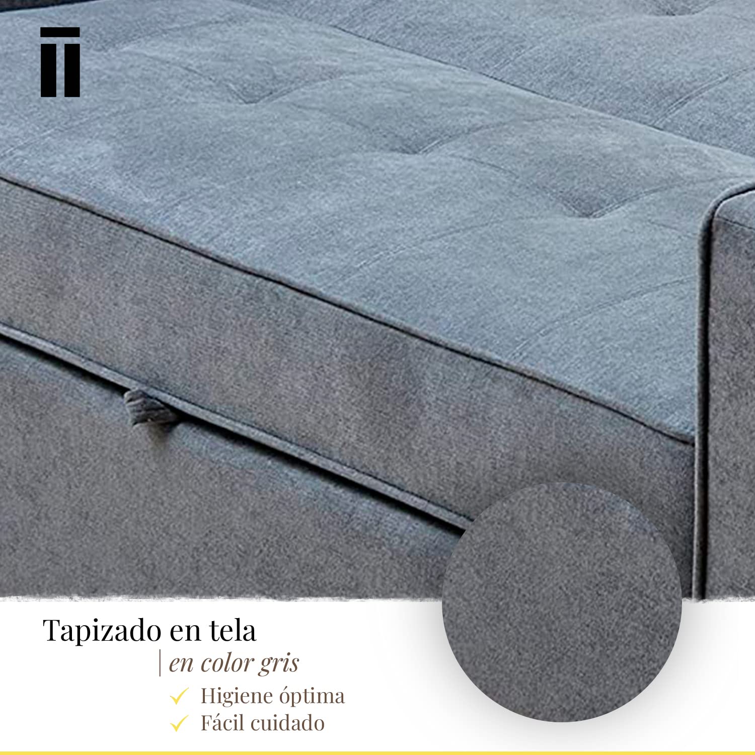 SHIITO | Modelo Izan - Sofá Cama | Apertura Clic-Clac | Cama Superior y Cama Inferior extraíble | Máximo Relax y Confort