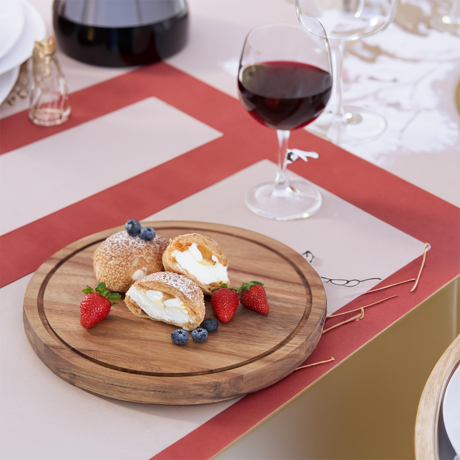 Tissting Tortenständer Holz 30 cm/12 Zoll Tortenplatte mit Acryl Deckel | Rund Kuchenständer Dessert Display Servierbrett Kuchenplatte für Hochzeiten Party Backgeschenke Charcuterie Obstplatten