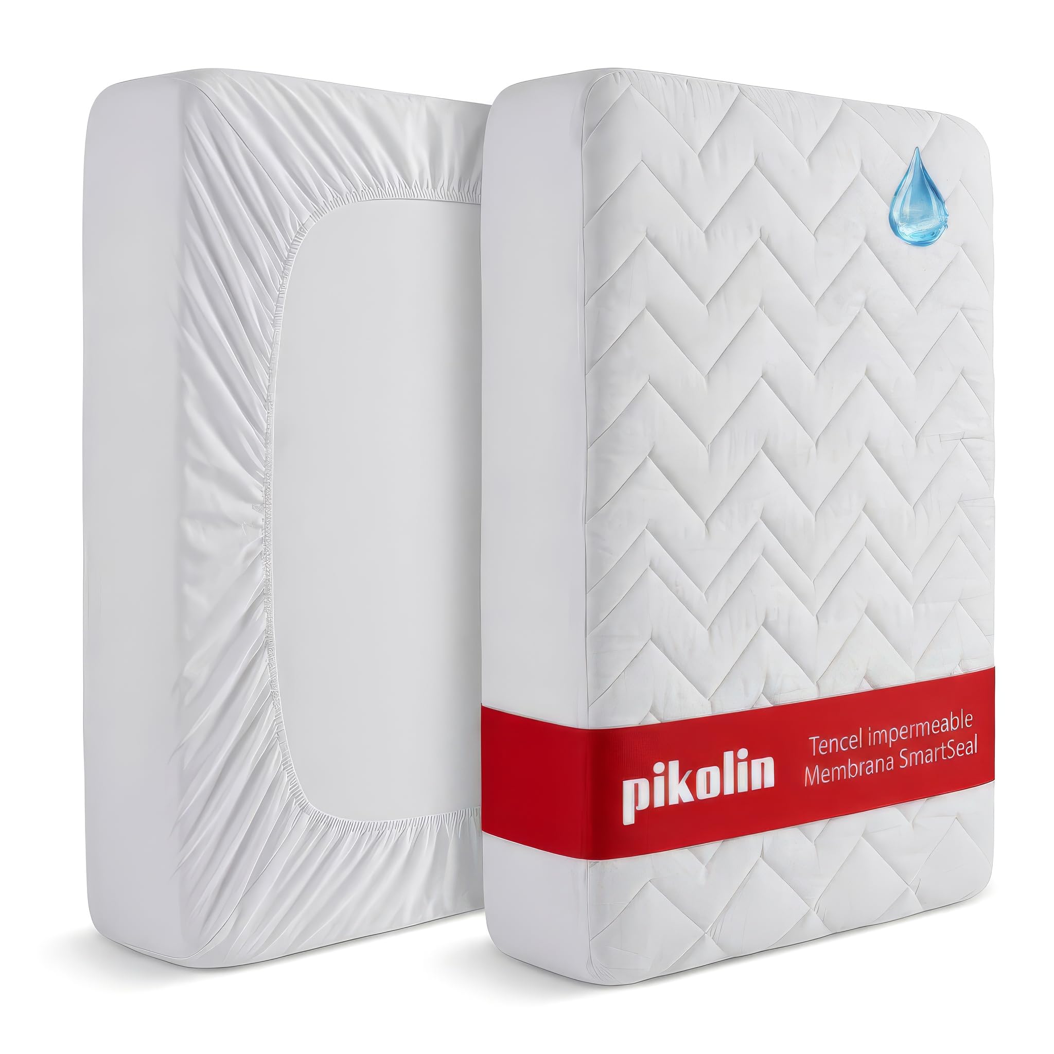 Pikolin Home - Coprimaterasso King Size in Tencel™ Hiper-traspirante, Imbottitura Tatto Piuma, Impermeabile e Termico, 180 x 190/200 cm, Faldone 45 cm