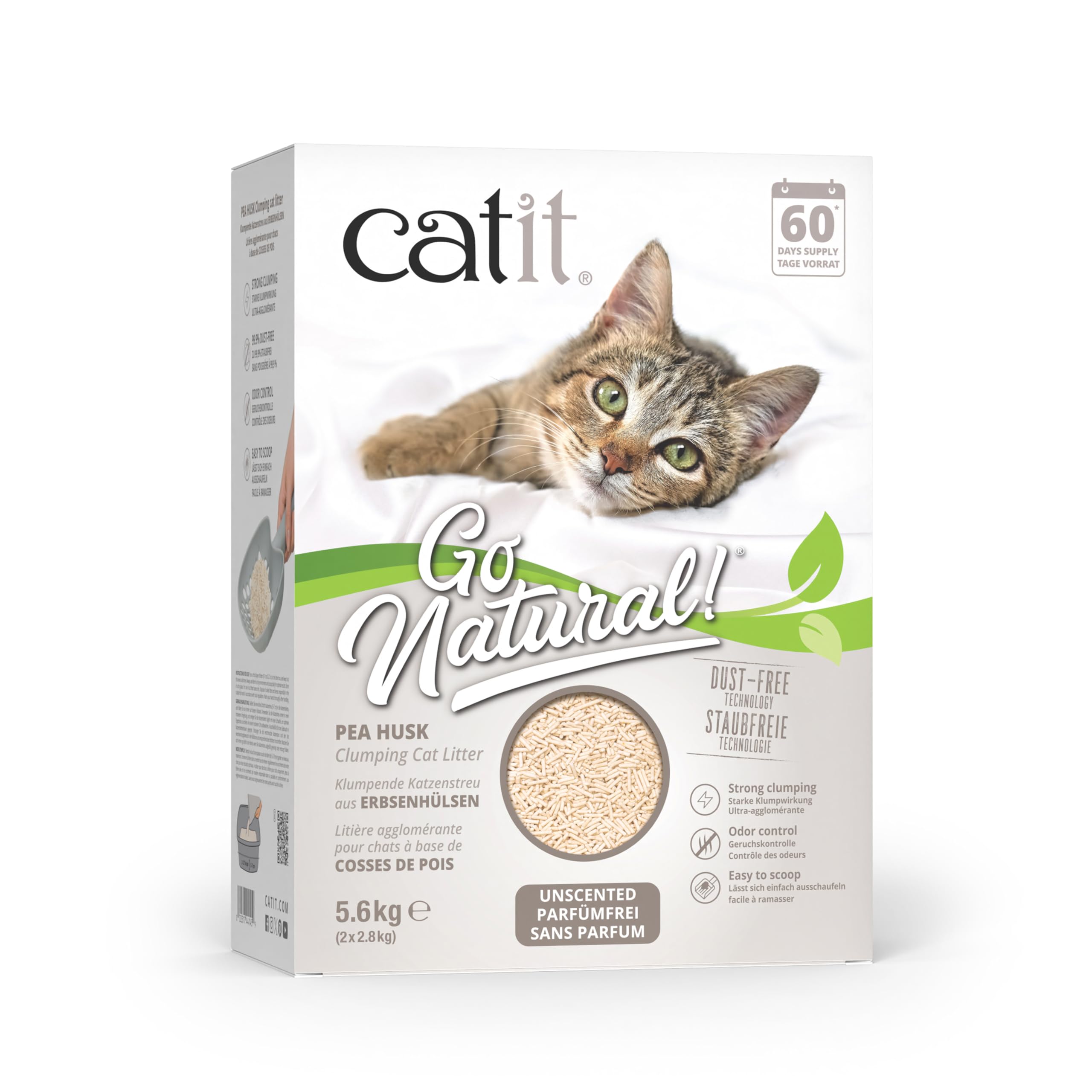Catit Go Natural klumpende Katzenstreu, aus Erbsen, für natürliche Pflege, 2 x 2,8kg (5,6kg)  
Catit Go Natural klumpend