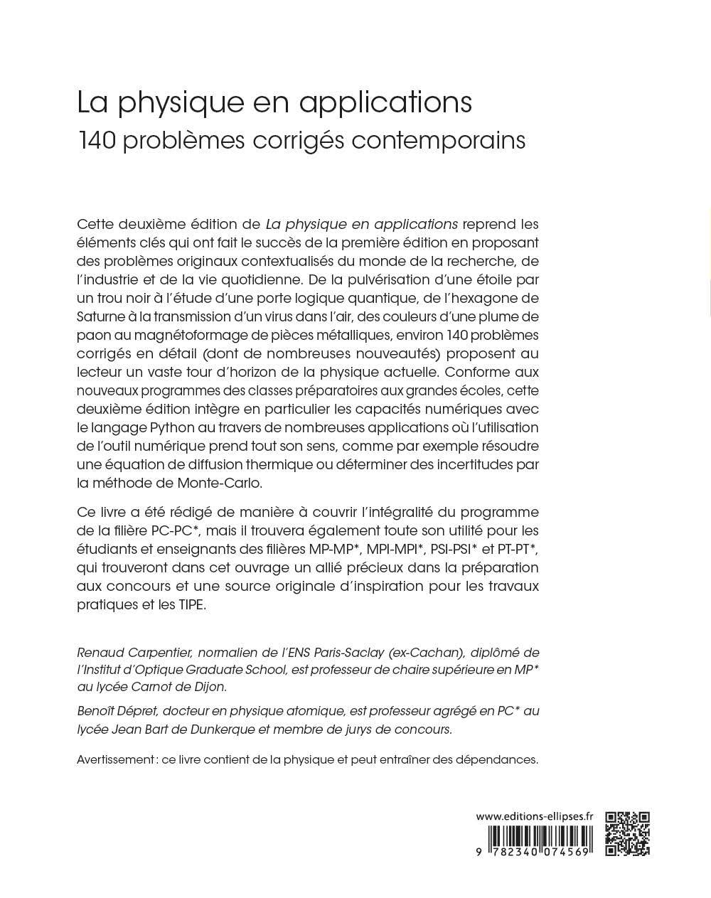 La physique en applications PC-MP-MPI-PSI-PT: 140 problèmes corrigés contemporains