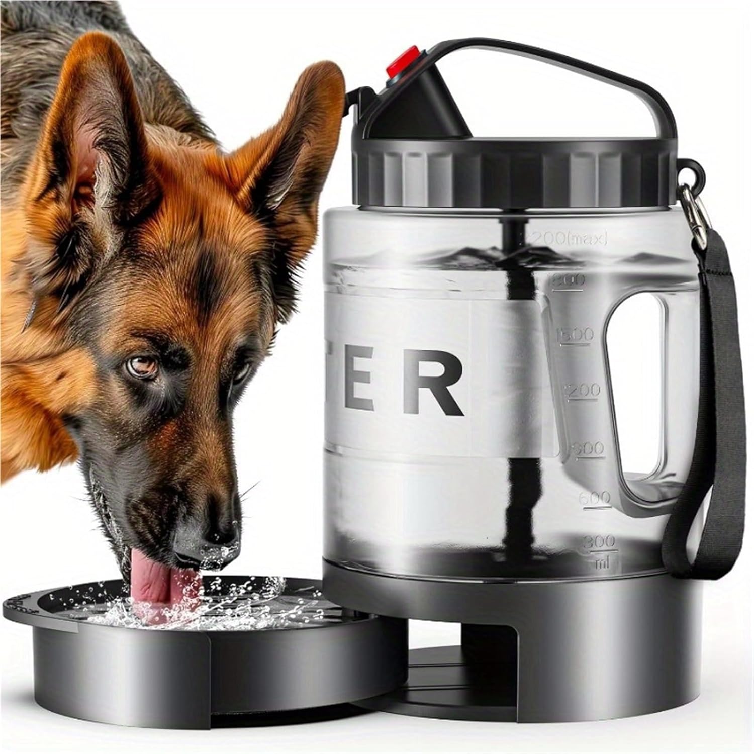 Portable Dog Water Bottle 2200ml Dog Drinking Bottle Spill Proof BPA Free Food Grade for Dogs/Cats for Travel Walking Hiking Park(Black 2pcs)