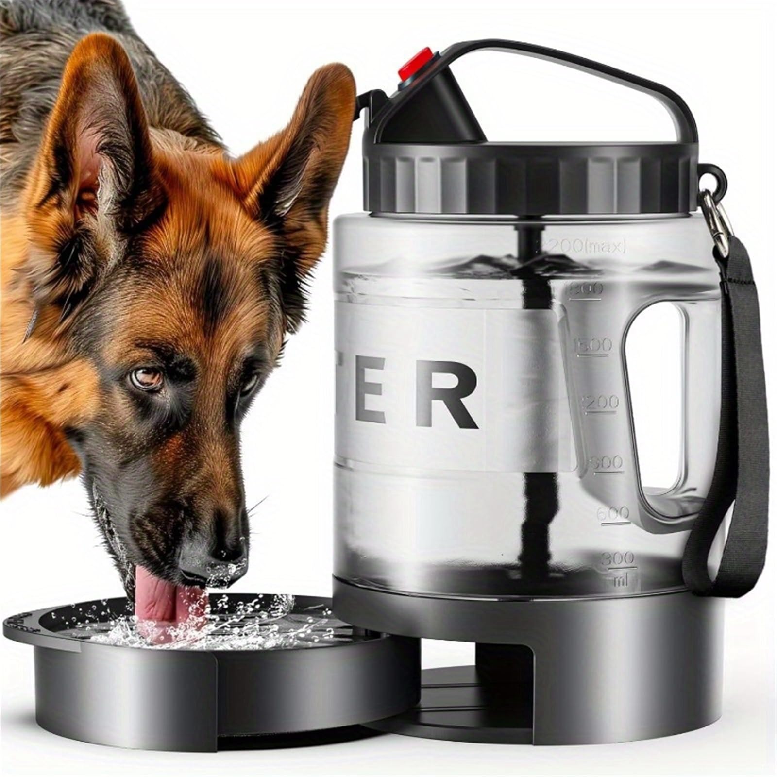 Borraccia Portatile per Cani 2200ml Alimentare Borraccia per Cani Senza BPA Per Escursionismo Viaggio Passeggiata(Black)