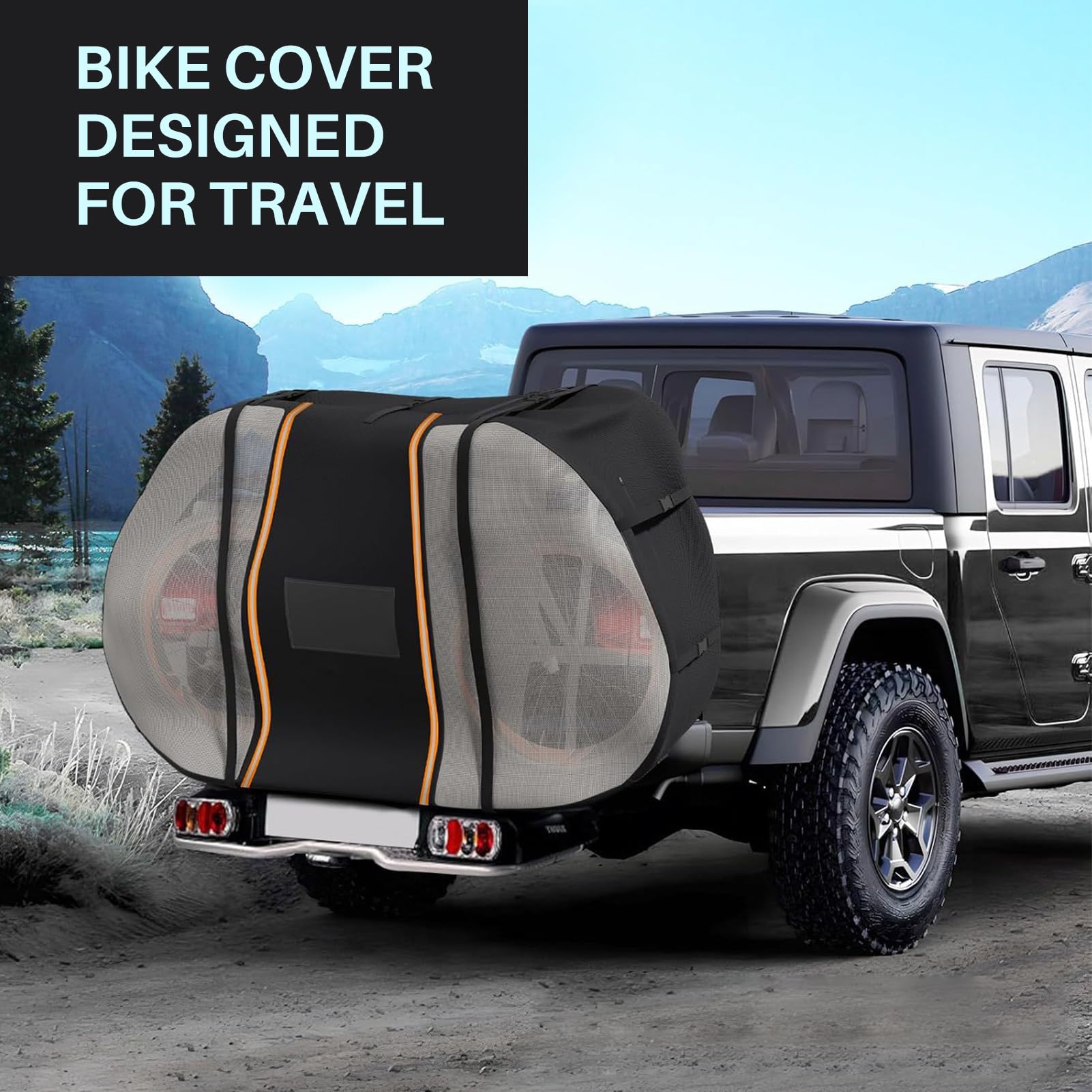 Funda para bicicleta de viaje 600D para 2 bicicletas, color negro