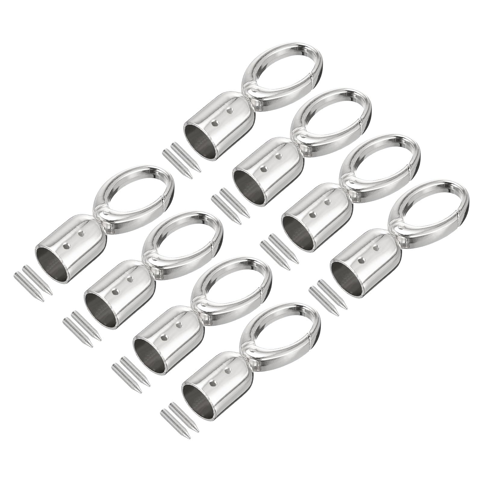 QUARKZMAN 8pz Fermagli Metallo 15mm Corda Terminale Cappuccio Chiusure Tappo Perline Terminatori Cordone con Viti Ricerca per Nappe Gioielli Fare Borsa Cinturino Fai Da Te Argento