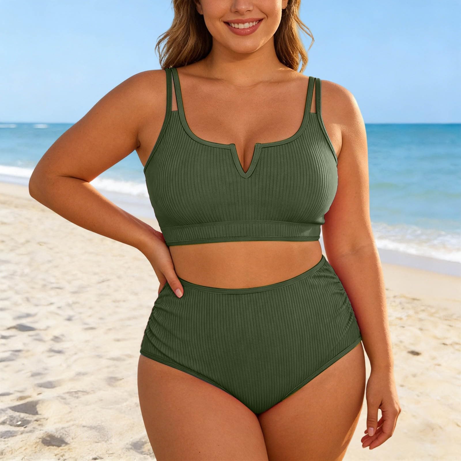 Conjuntos De Bikini Push Up con Relleno Estampado Moda Sexy Bañador Tankini Básico Braga Alta Material Deportivo Elástico Ideal para Fiestas Playeras