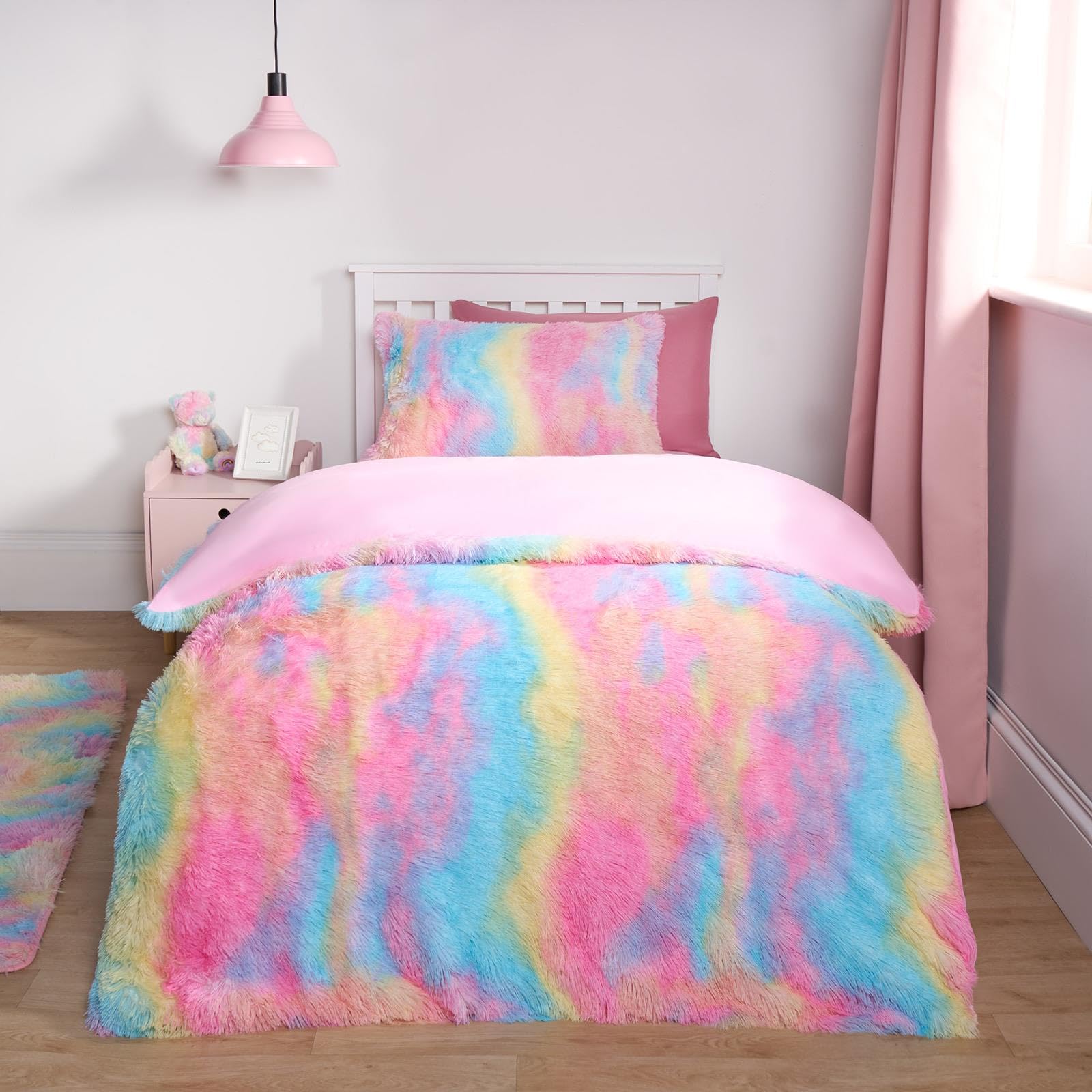 OHS Tie Dye Duvet Cover Set - Double - Pink - Fleece