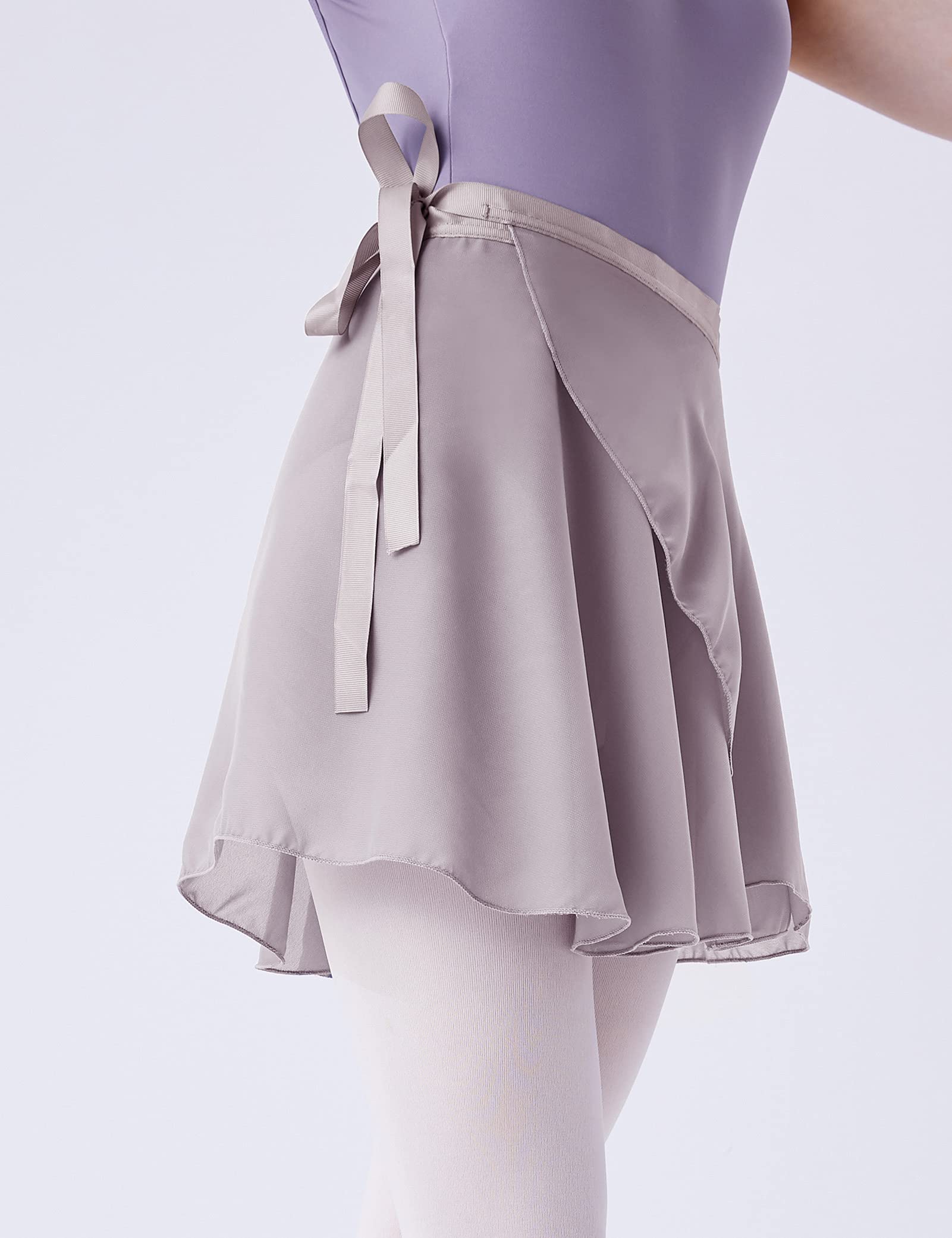 Daydance Light Grey Women Ballet Skirts Adult Sheer Chiffon Over Scarf for Dancing