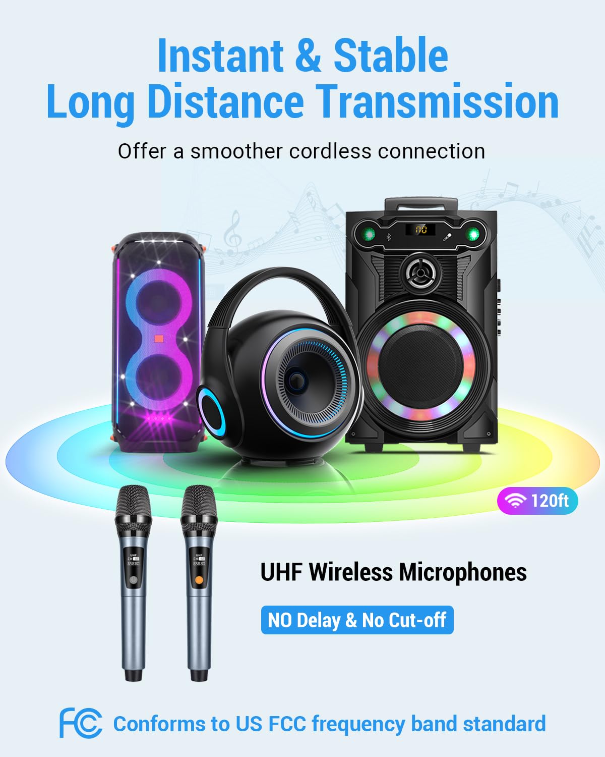 XZL Microfono wireless UHF, due microfoni cordless ricaricabili con ricevitore da 1/4", frequenza e volume regolabili, plug and play per canto karaoke, lezioni, ospite di nozze, chiesa, sistema PA
