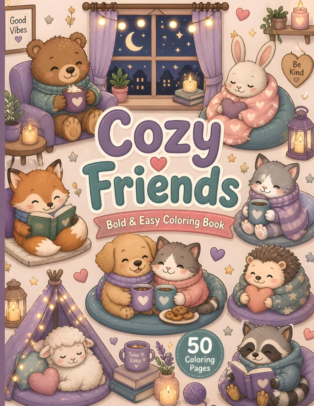 Cozy Friends: Bold & Easy Coloring Book for All Ages (Cozy Coloring Collection)