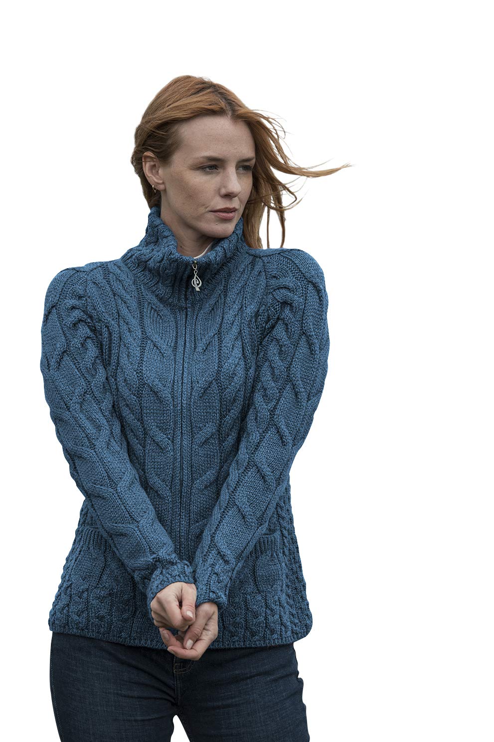 Zippered Wool Sweater by Aran Woollen Mills