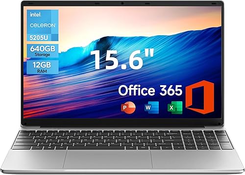 jumper Laptop, 12GB RAM 640GB ROM, Office 365-1 Year 5205U Processor, 15.6 Inch Computer, FHD IPS Screen, 38Wh Battery, 2 Stereo Speakers, USB3.0 * 2, HDMI.