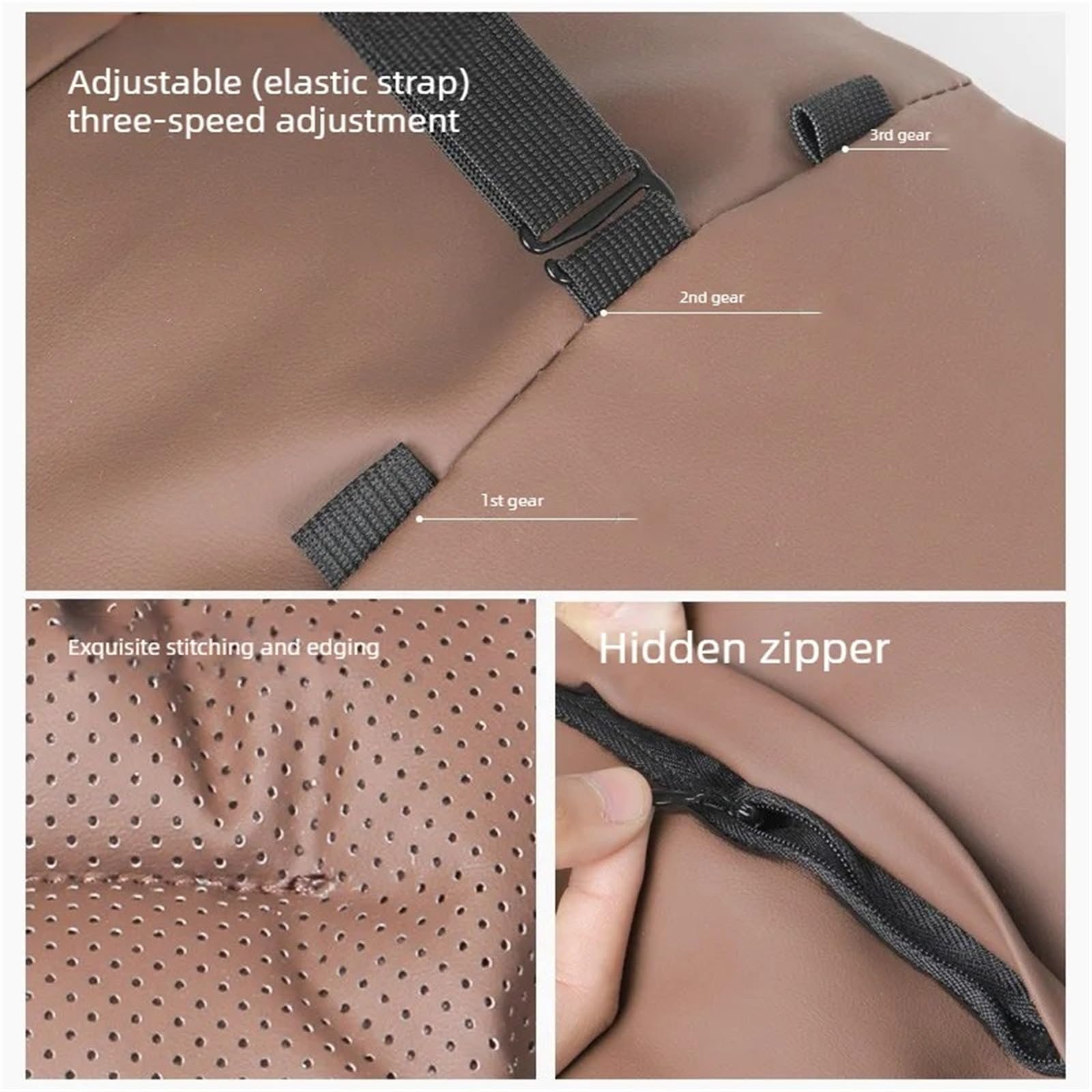 Cale-têtes pour sièges auto Appui-tête de voiture en cuir PU, coussin de dossier respirant, Convient pour Ford et à