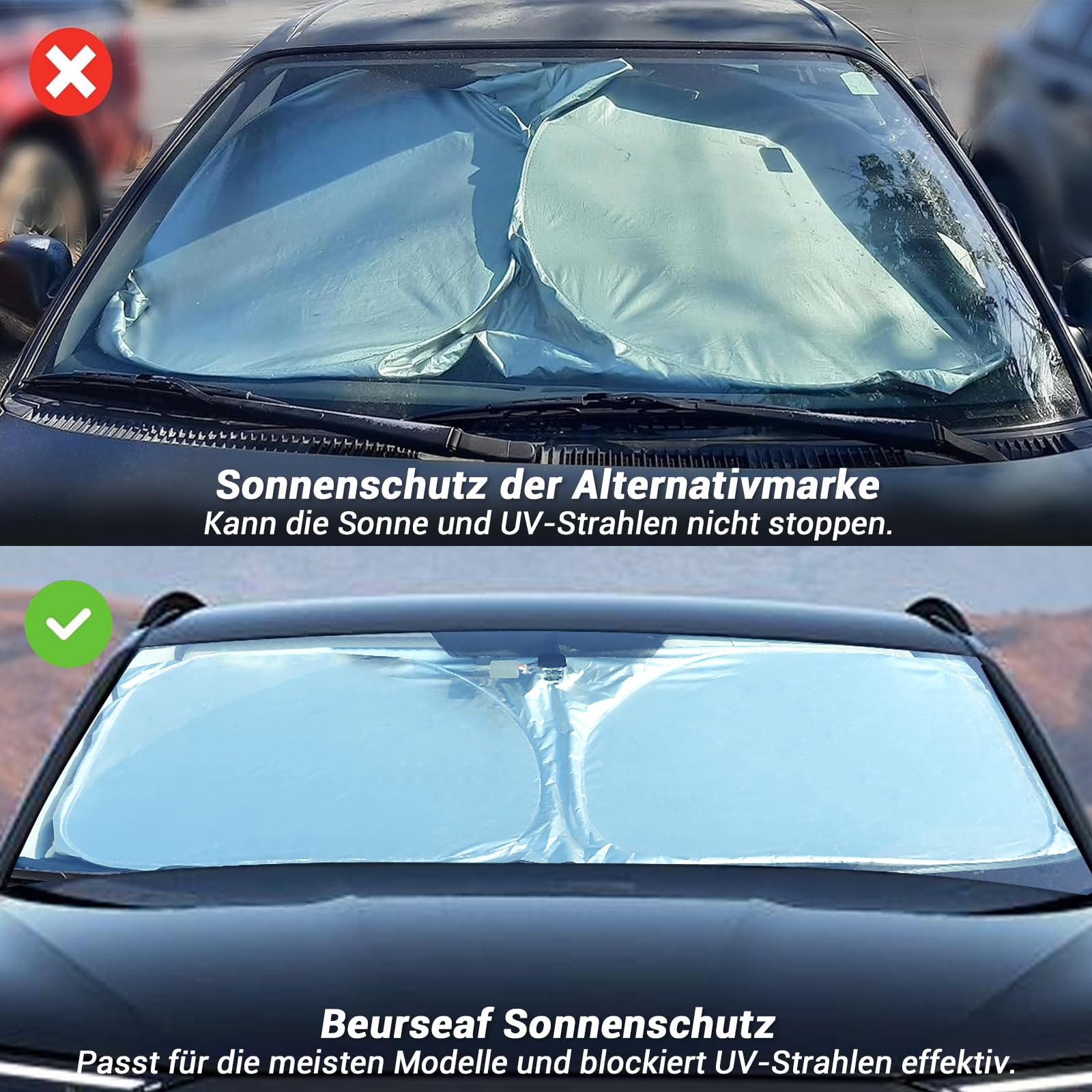Sonnenschutz Auto Frontscheibe,Sonnenschutz Auto,Auto UV Schutz,2025 Faltbar Reflektierend Sonnenschirm mit UV Shutz für Auto Windschutzscheibe (M)