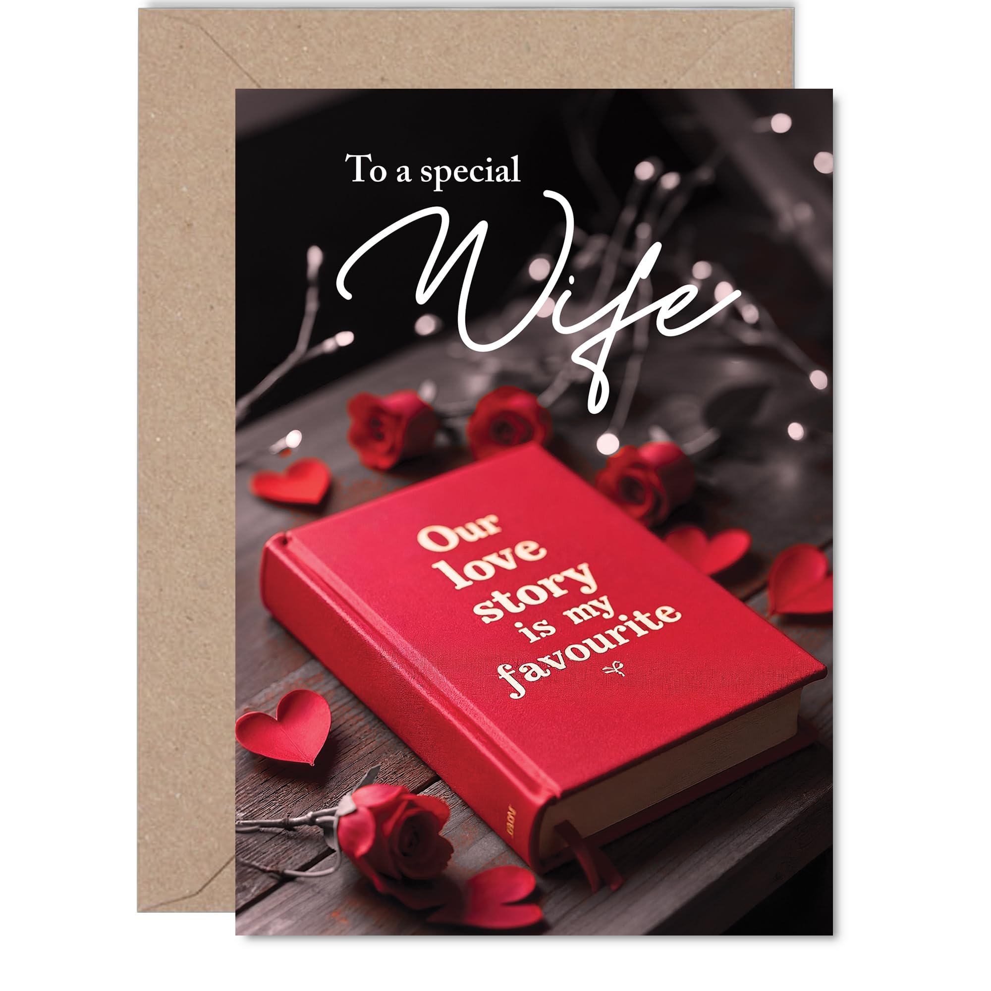 Wife Anniversary Card - Our Love Story - Happy Anniversary Card for Wife from Husband Partner, 5x7 Inch Wedding Anniversaries Greeting Cards