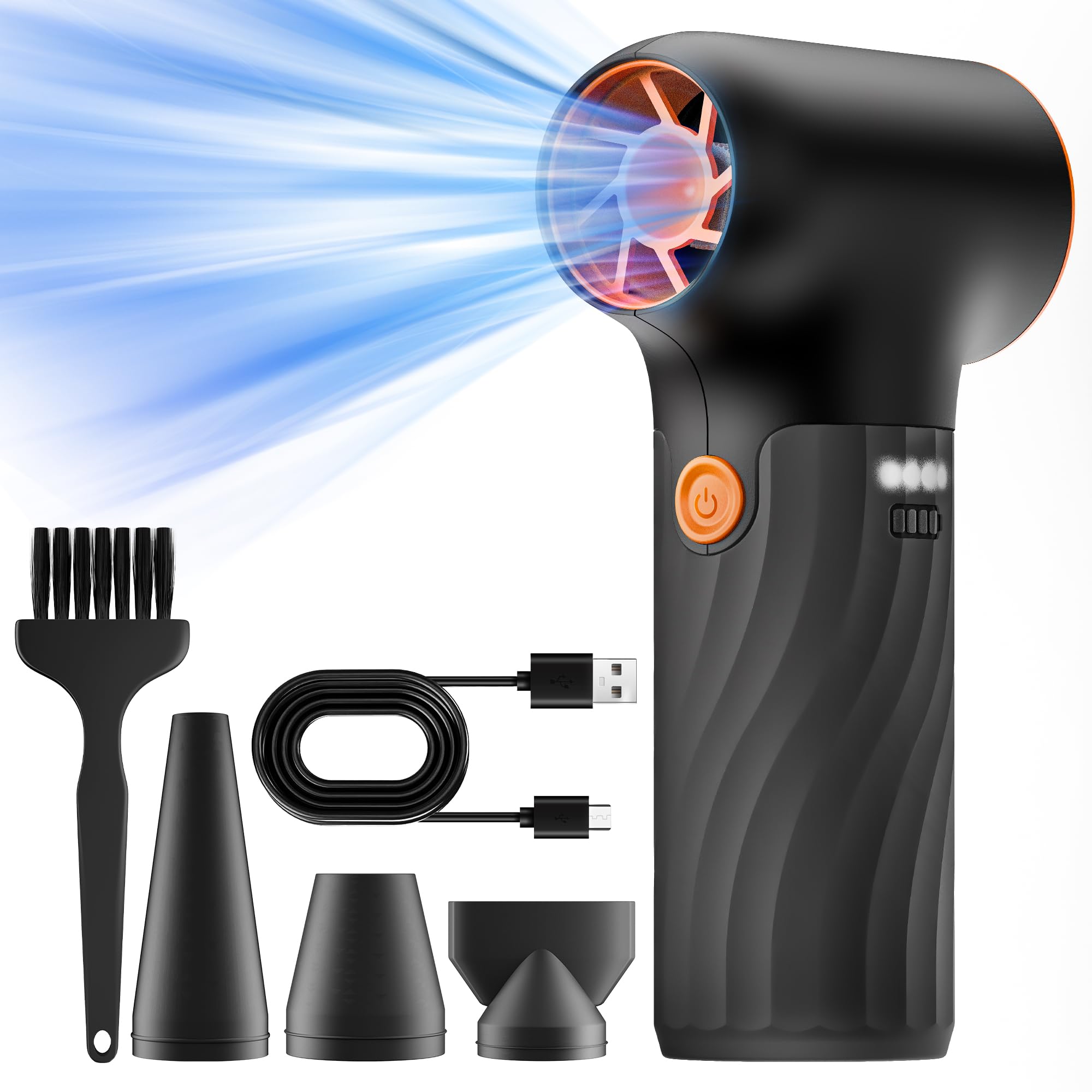 Mini Electric Air Duster,320000RPM Powerful Blower Turbo with High Speed Fan,3 Adjustable Rechargeable Cordless Jet Fan Air Blower, Compressed Air Duster for Computer Workbench Car-picture-29
