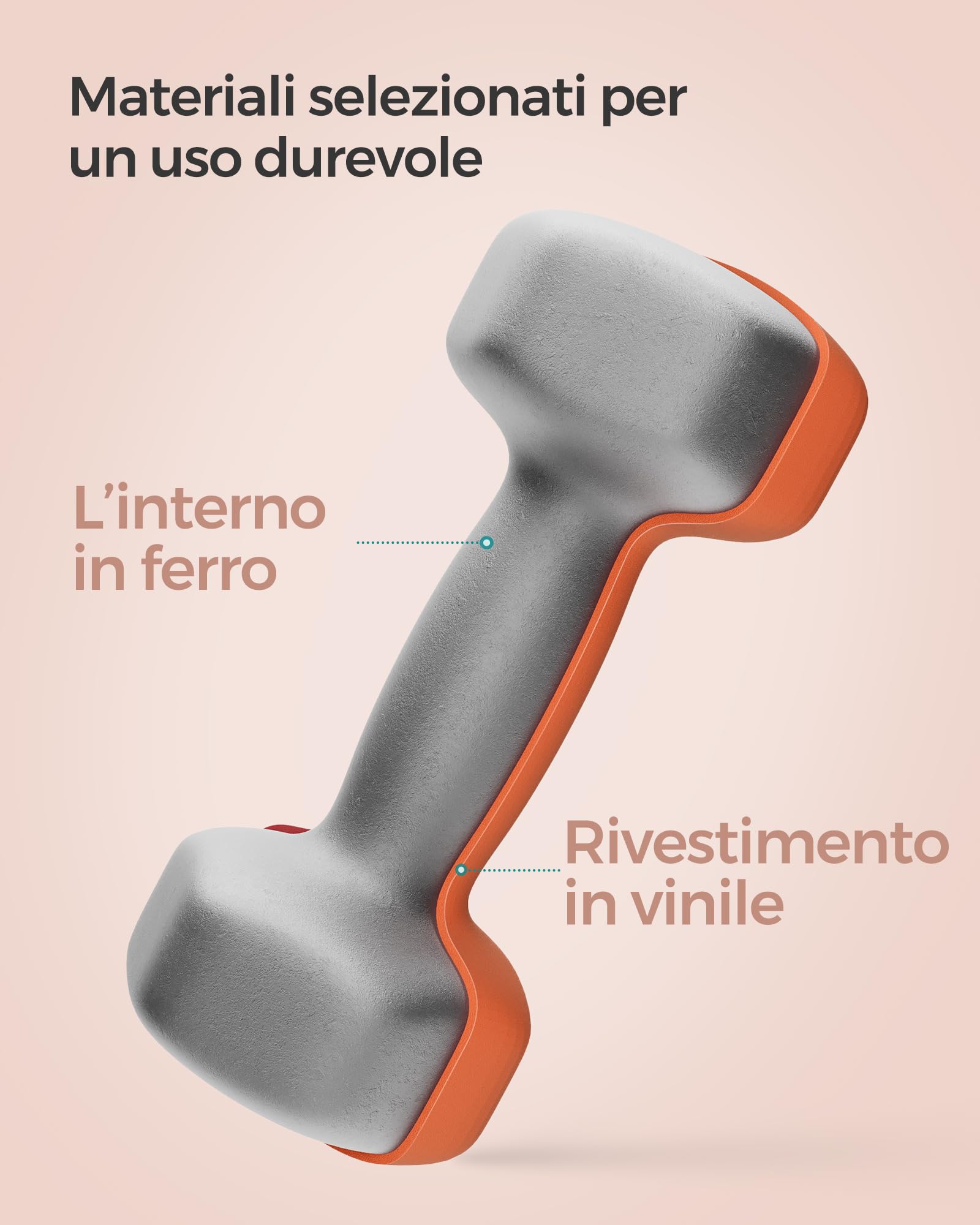 SONGMICS Set di 2 manubri, manubri corti, esagonali, rivestimento in neoprene, allenamento della forza, allenamento, fitness, per la casa