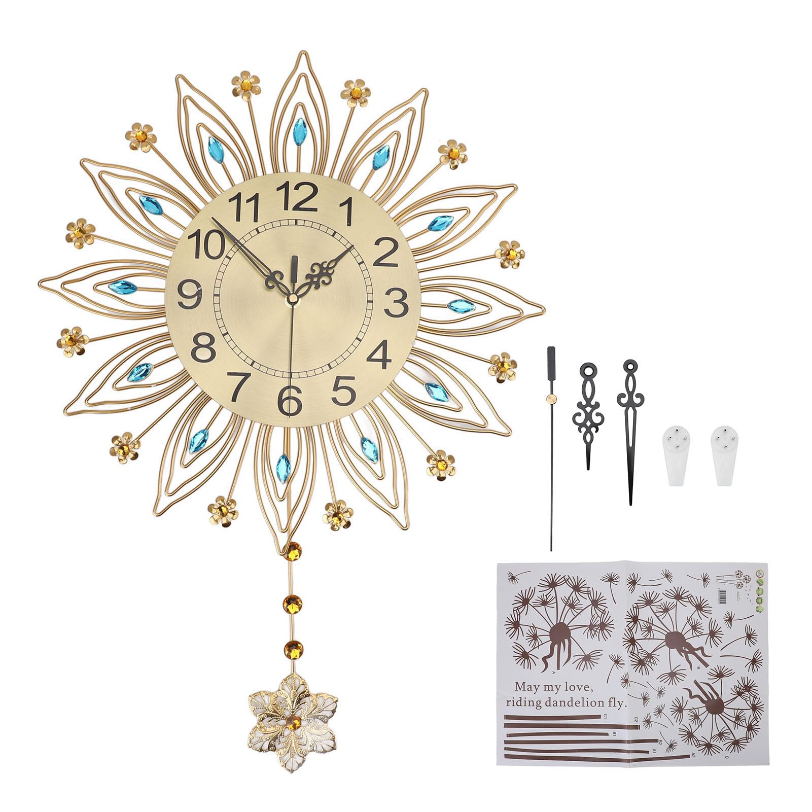 Walfront Reloj de Pared Grande Silencioso, Construcción de Metal, Números Negros Fáciles de Leer, Reloj de Pared Decorativo para Sala de Estar y Espacios de Oficina