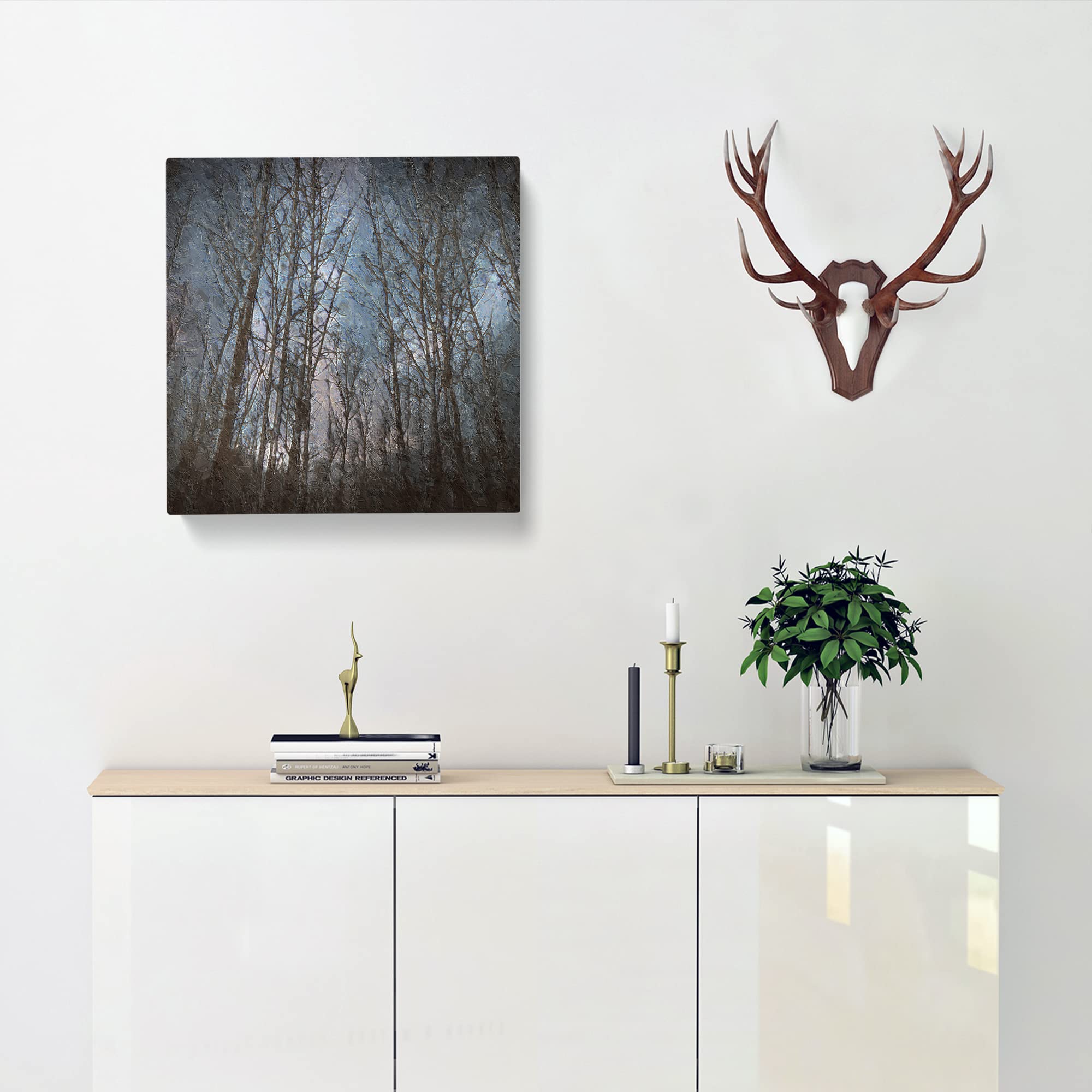 Bare Trees at Twilight Canvas Print, Mixed, 35L x 35W cm - Image 2
