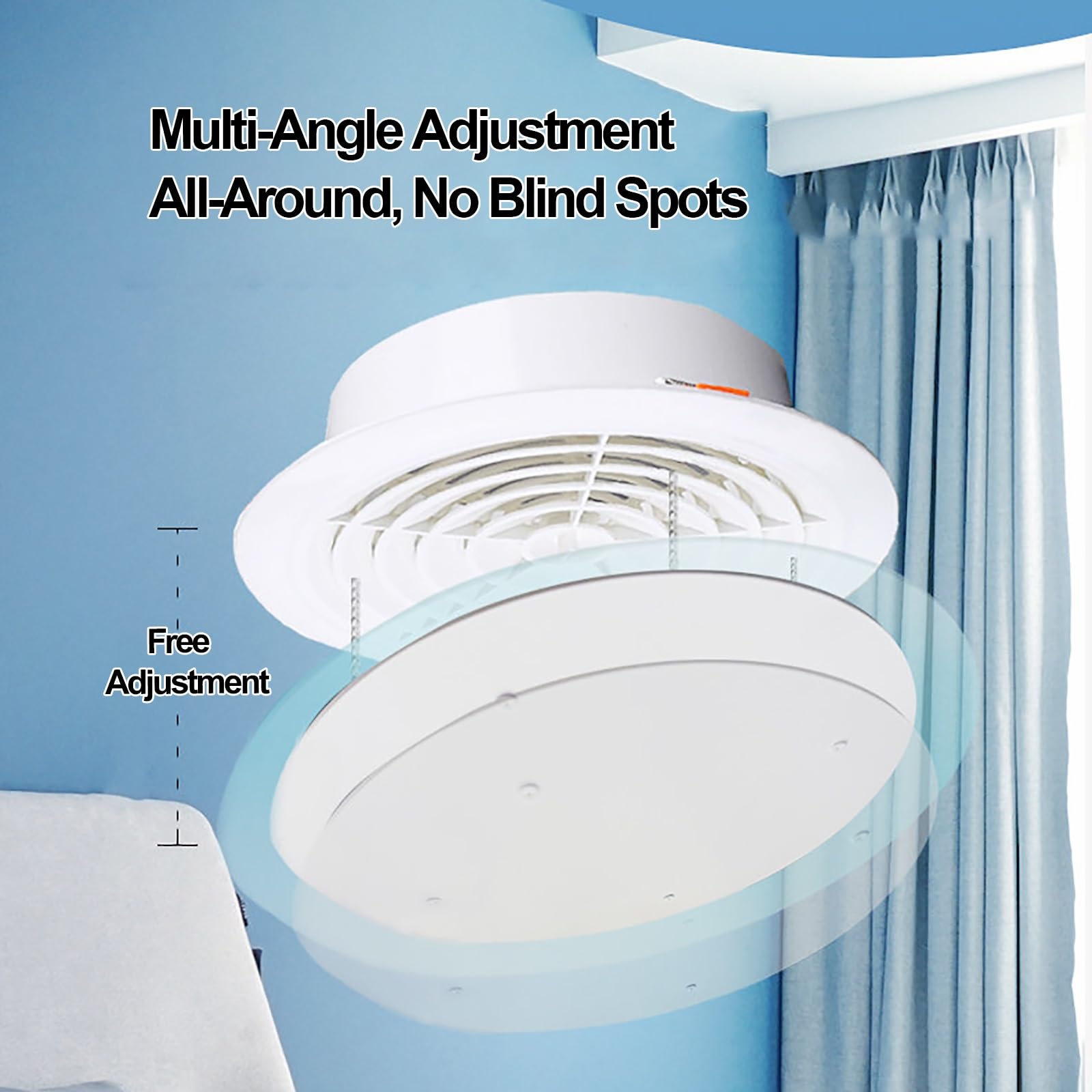 Deflettore Condizionatore Rotondo, Deflettori Aria Condizionata Regolabile per Bocchetta di Ventilazione a Soffitto, Impedisce il Flusso D'aria Diretto(45cm/18in)