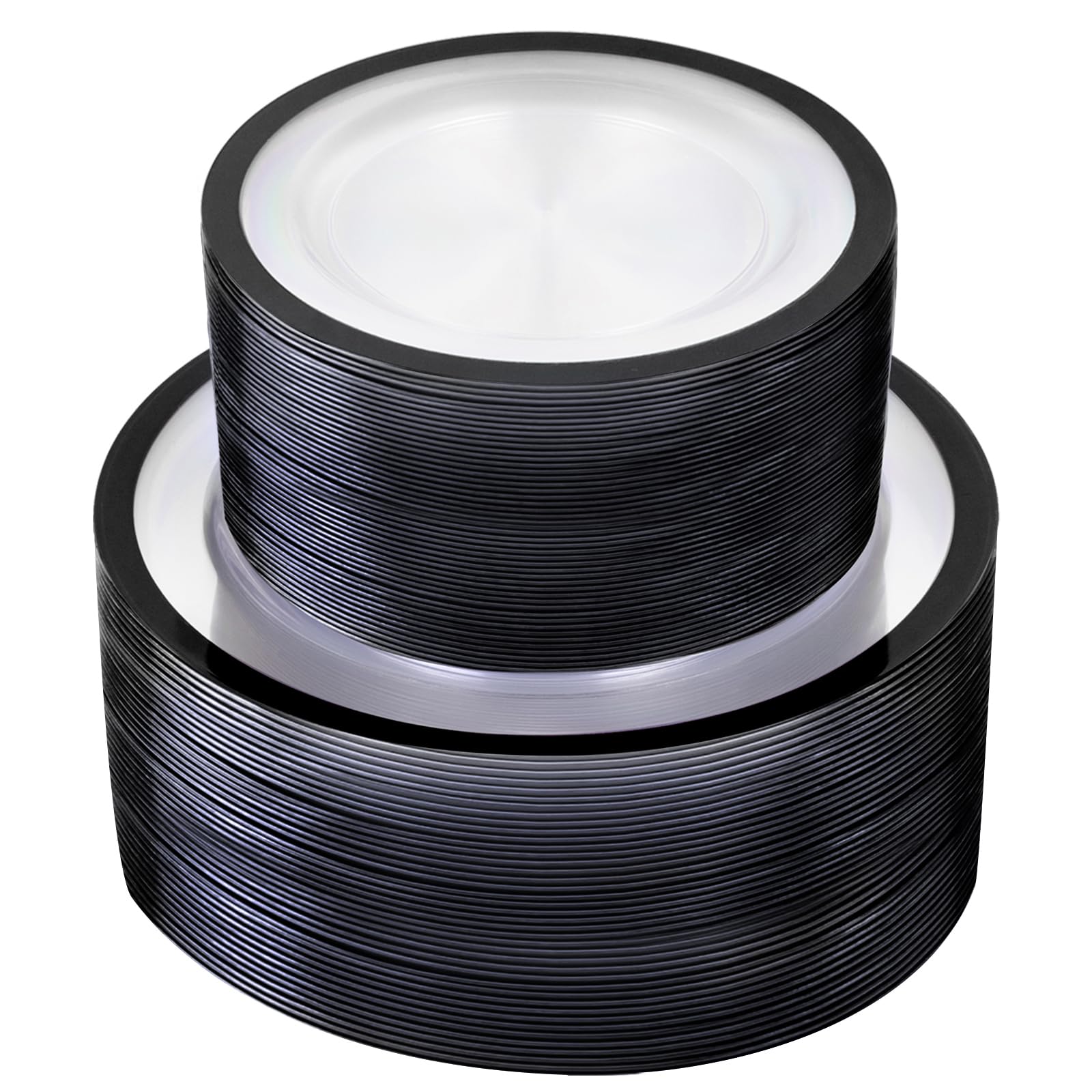 U-QE 120pcs Black Plates Disposable for Party - Clear and Black Plates Disposable Heavy Duty - Fancy Disposable Plates Include 60 10