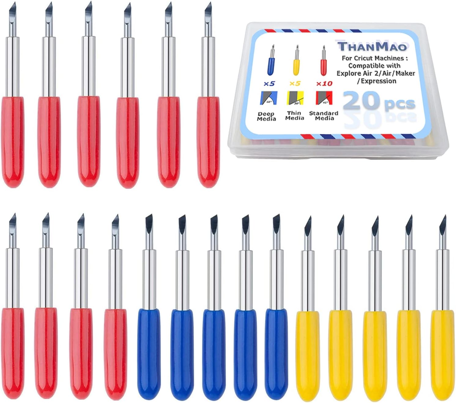 20 Pcs Replacement Blades for Cricut Explore Air2/Air 3 /Maker Cutting