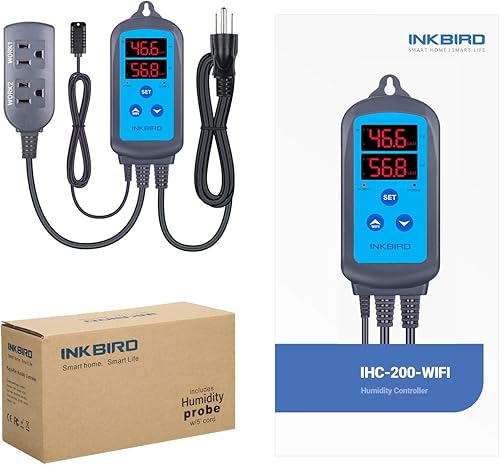 Miniatura 4 de Inkbird WiFi ITC-308 Controlador digital de temperatura con WiFi IHC-200 controlador de humedad con salida para humidificador de hongos
