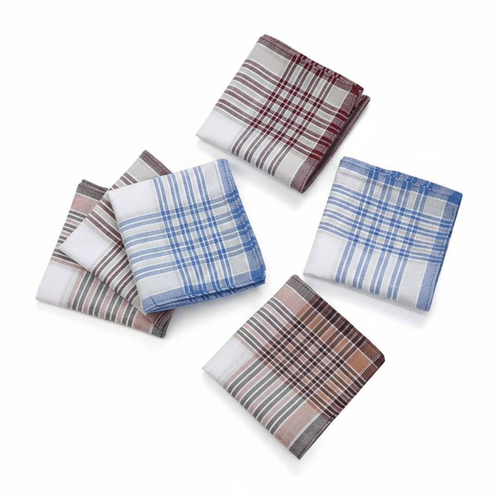 Handkerchief Absorbent Vintage Cloth Hanky Soft Plaid Handkerchief for Seniors, Men, Routine Tote, Travel 6 Pack Style 2 Multicolour-image-34