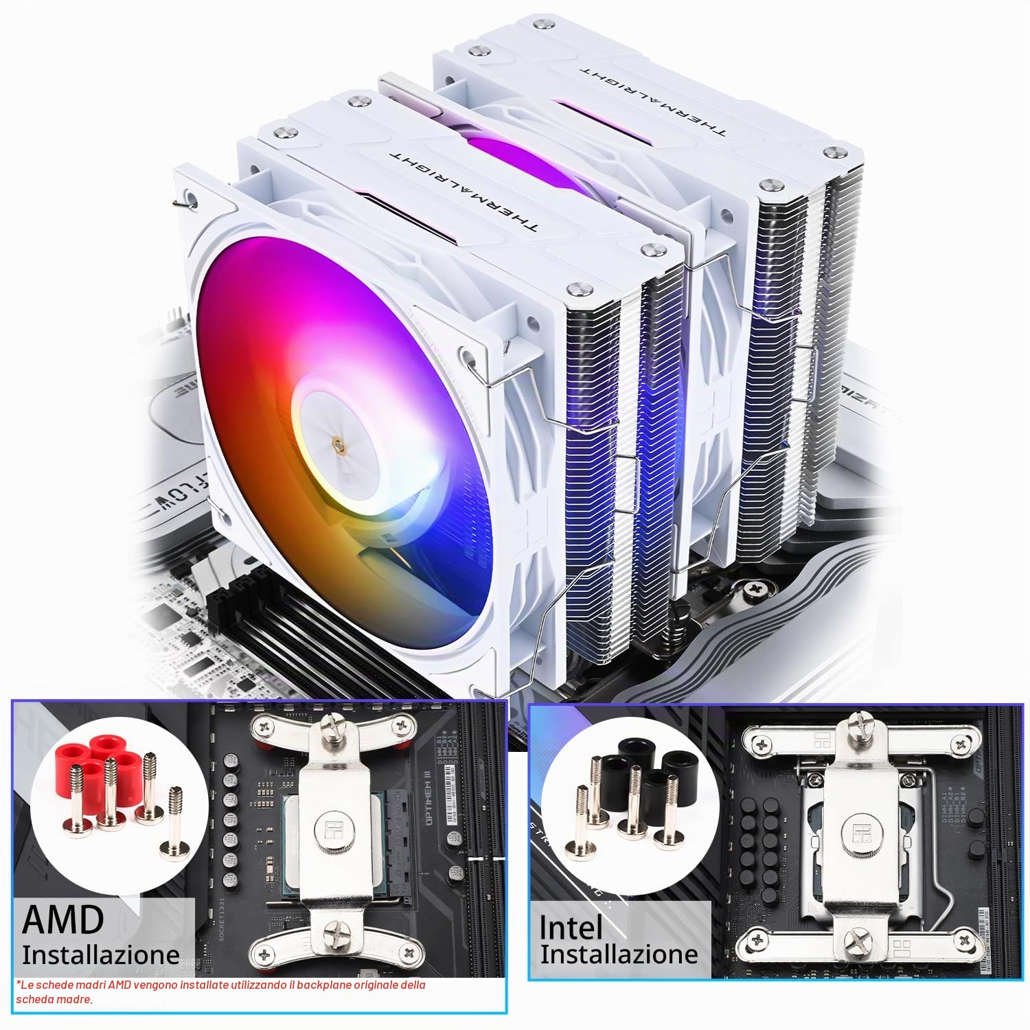 TR-Thermalright Peerless Assassin 120 ARGB White V3 - Refrigeratore CPU a doppia torre con 6 tubi di calore, con copertura superiore bianca, due ventole CPU da 120 mm, 2000 giri/min, per AM5/AM4